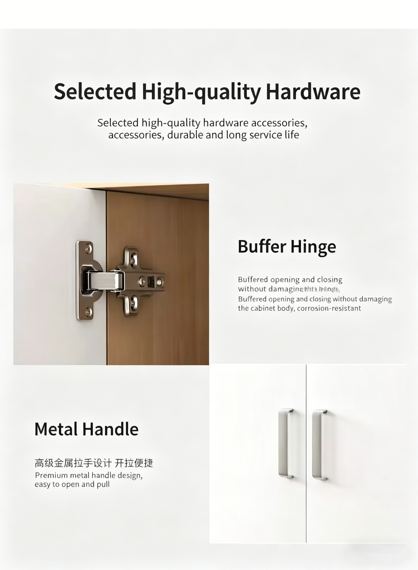 Brand New Assembled 2-door Sideboard Cabinet w/1 Adjustable Shelf, Storage Cupboard (Gray & White),-$80