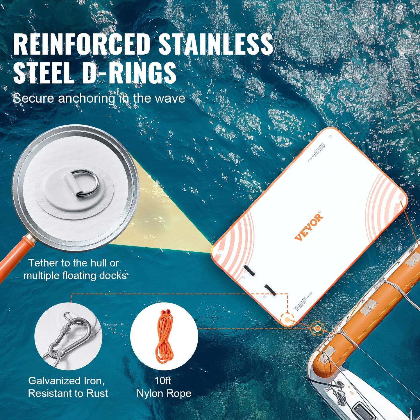 VEVOR Inflatable Floating Dock, 8 x 5FT Inflatable Dock Platform, Non-Slip Water Floating Dock Mat,-$160