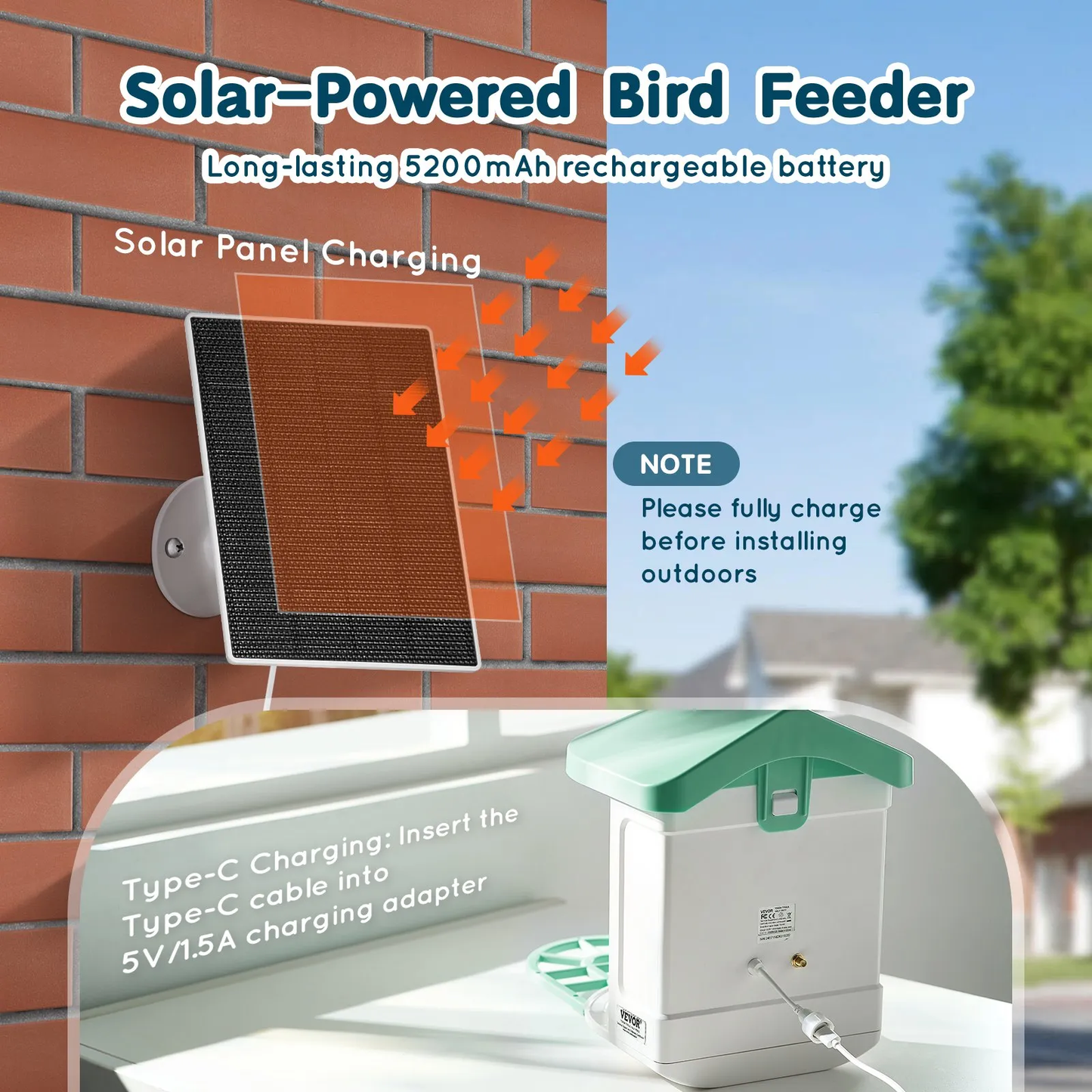 VEVOR Smart Bird Feeder with Camera 2K HD AI Identify Bird Species Auto Capture,-$70
