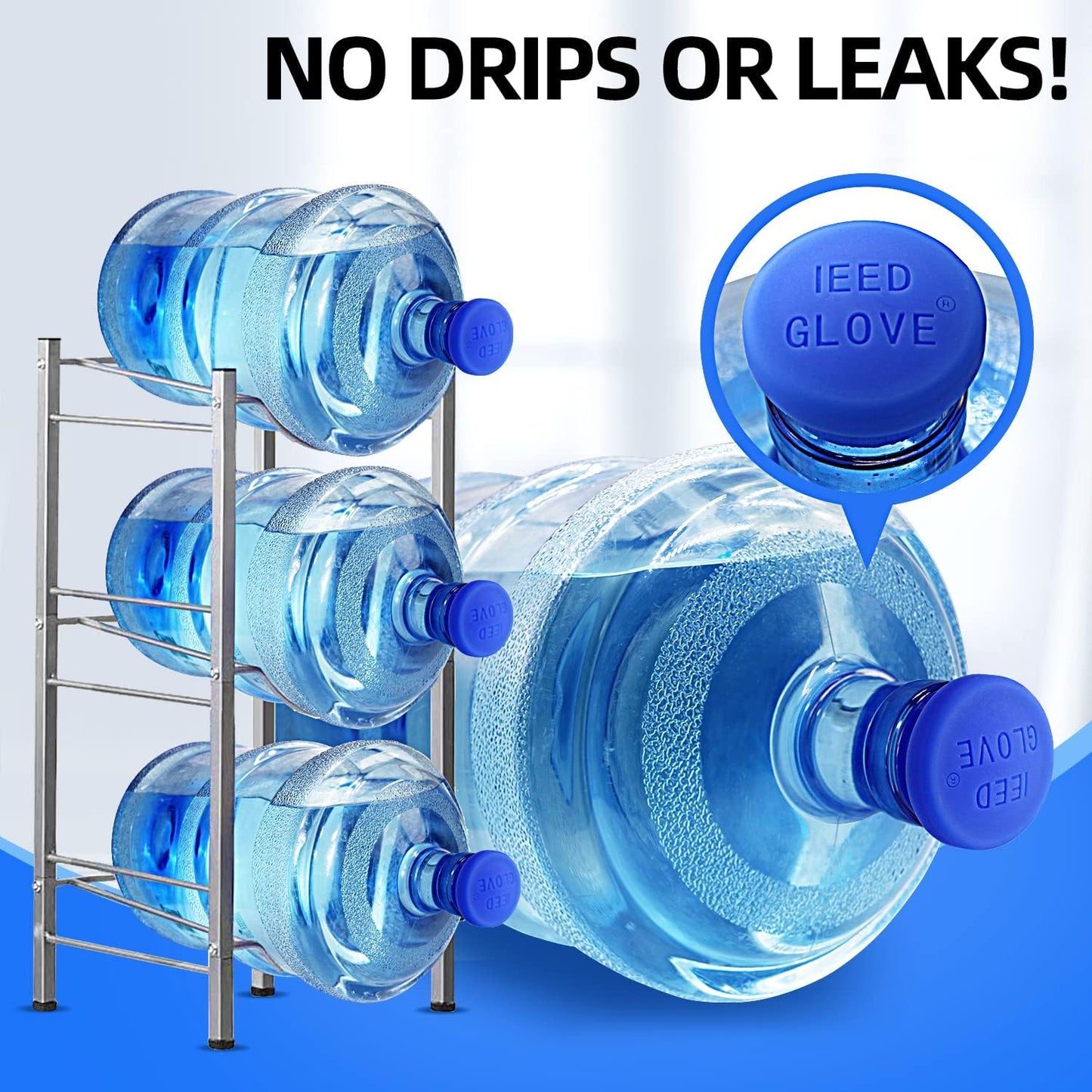 BNIB-5 Gallon Water Jug Cap,Silicone Reusable No Spill Top Lids Cover with Leak Proof and Air Tight,-$12/3pcs