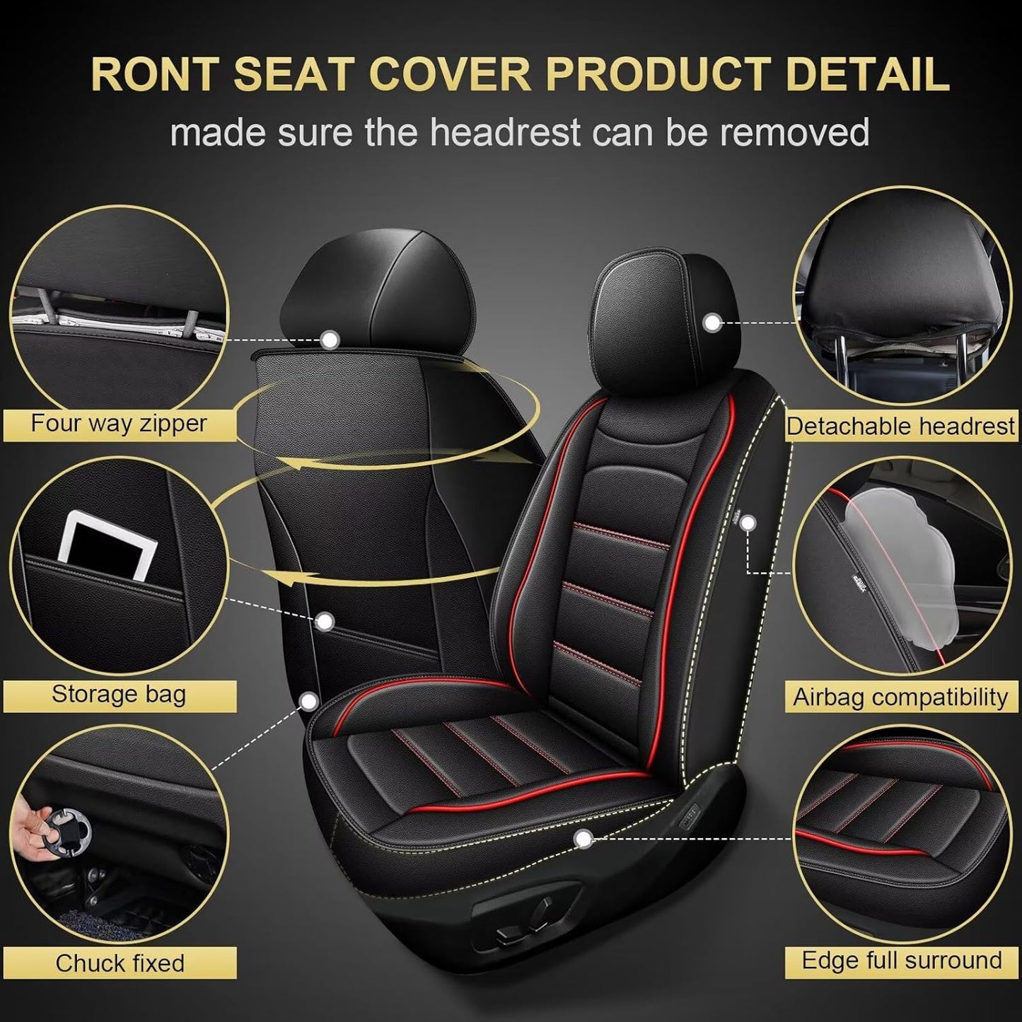 BNIB-Seat Covers for Volkswagen Taos 2022 2023 2024: 5 Seats Full Set Leather Car Seat - Redline,-$150