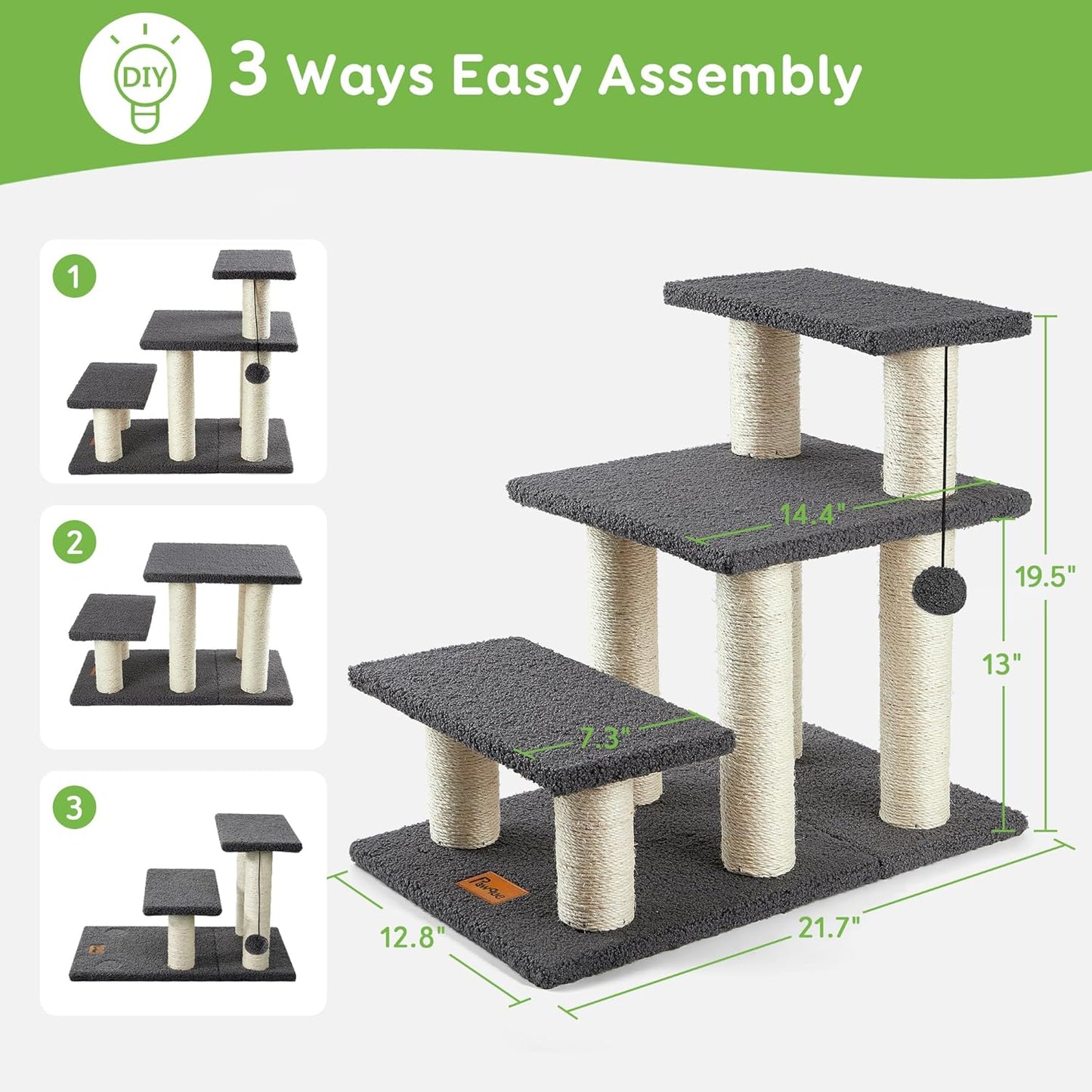 BNIB-Dog Stairs & Cat Scratching Post Pet Steps for High Beds Couch, High-Strength Boards 3 Steps,-$45