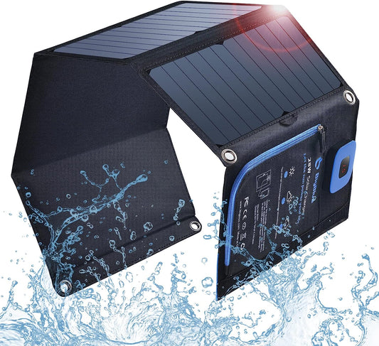 BNIB-Outdoor Foldable Waterproof 2 USB Ports 28W Solar Charger(5V/4.8A Max) w/Digital Ammeter,-$75
