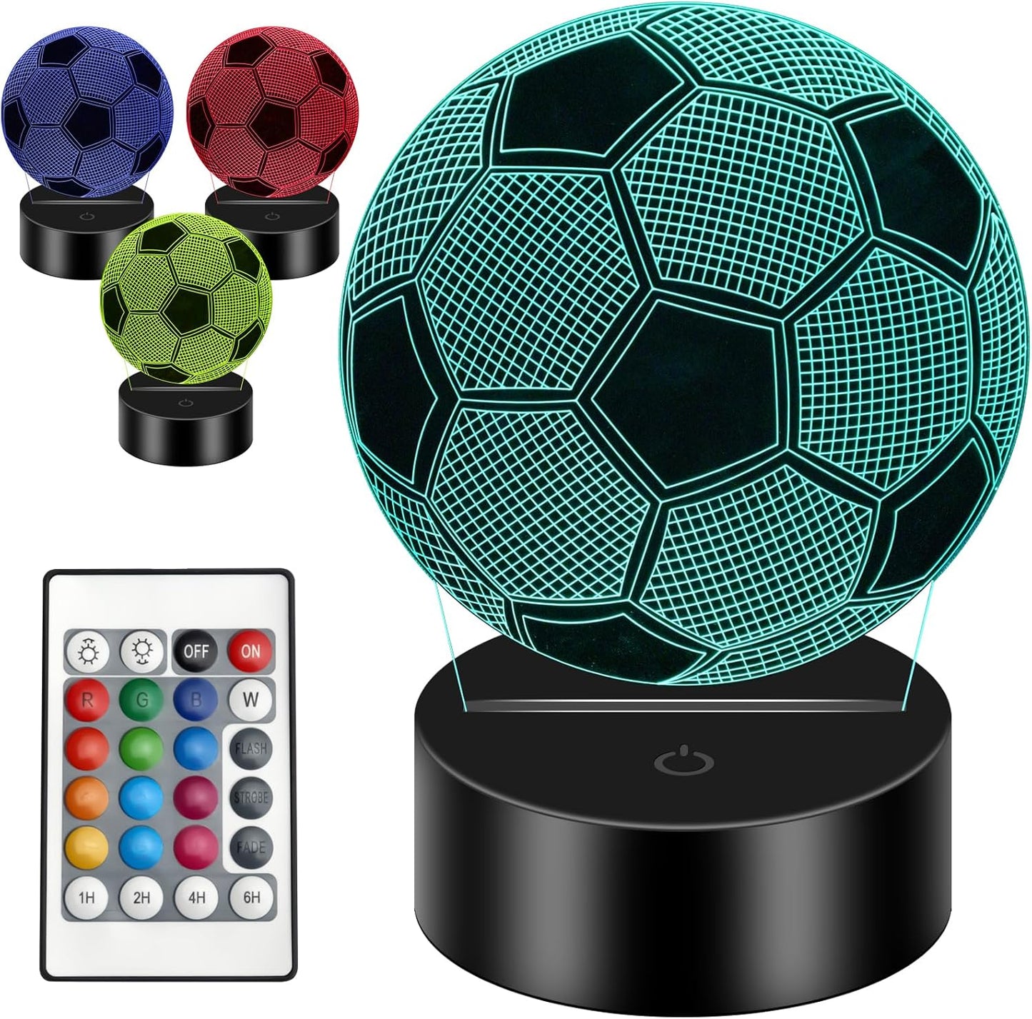 BNIB-Soccer Night Light for Kids, 3D Illusion Lamp with Remote Control with 16 Color Changing