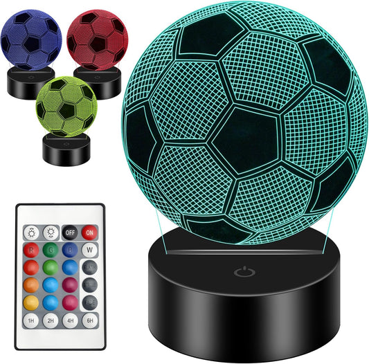 BNIB-Soccer Night Light for Kids, 3D Illusion Lamp with Remote Control with 16 Color Changing