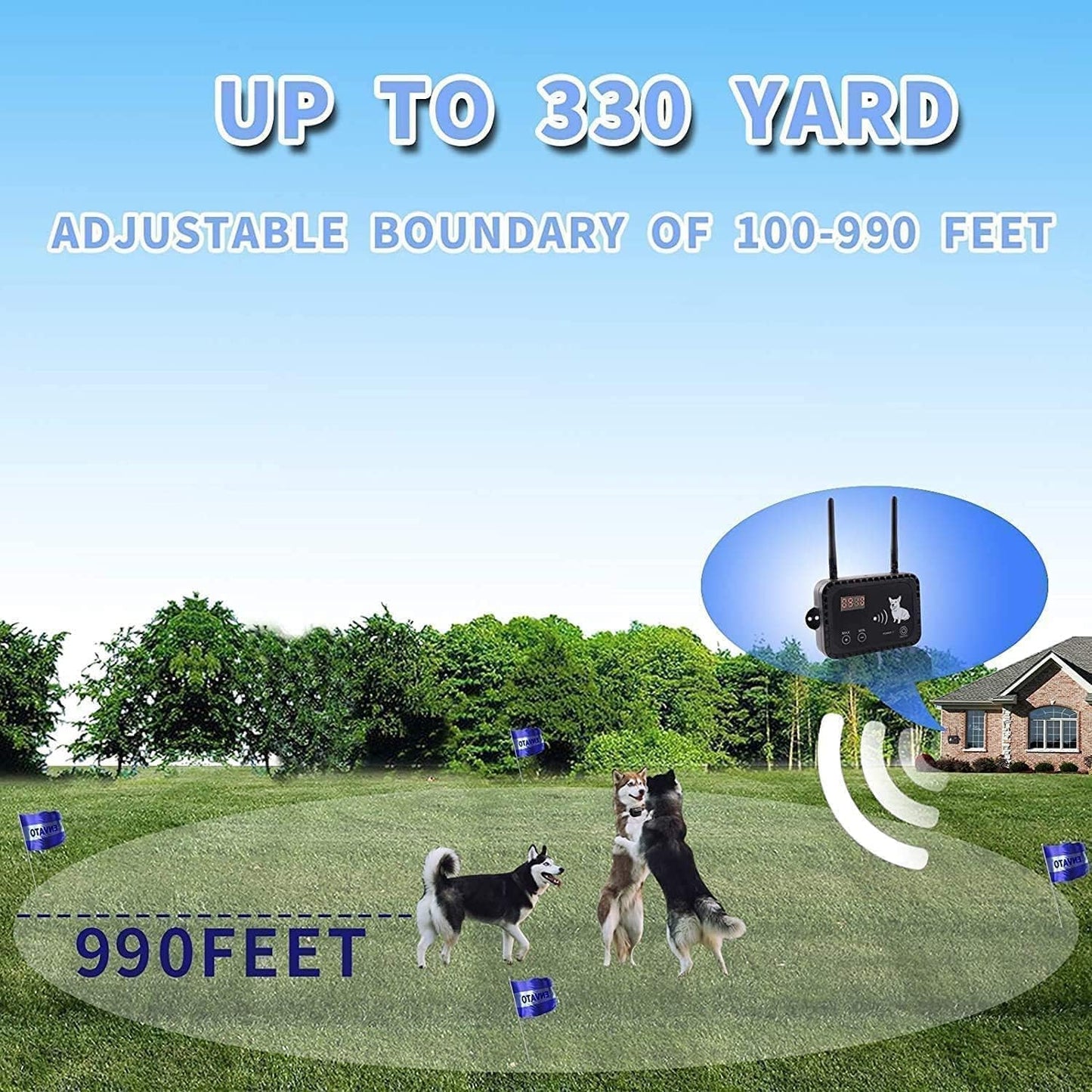 BNIB -Electric Dog Wireless Fence Pet Container System,Safe Harmless,Adjustable Control Range