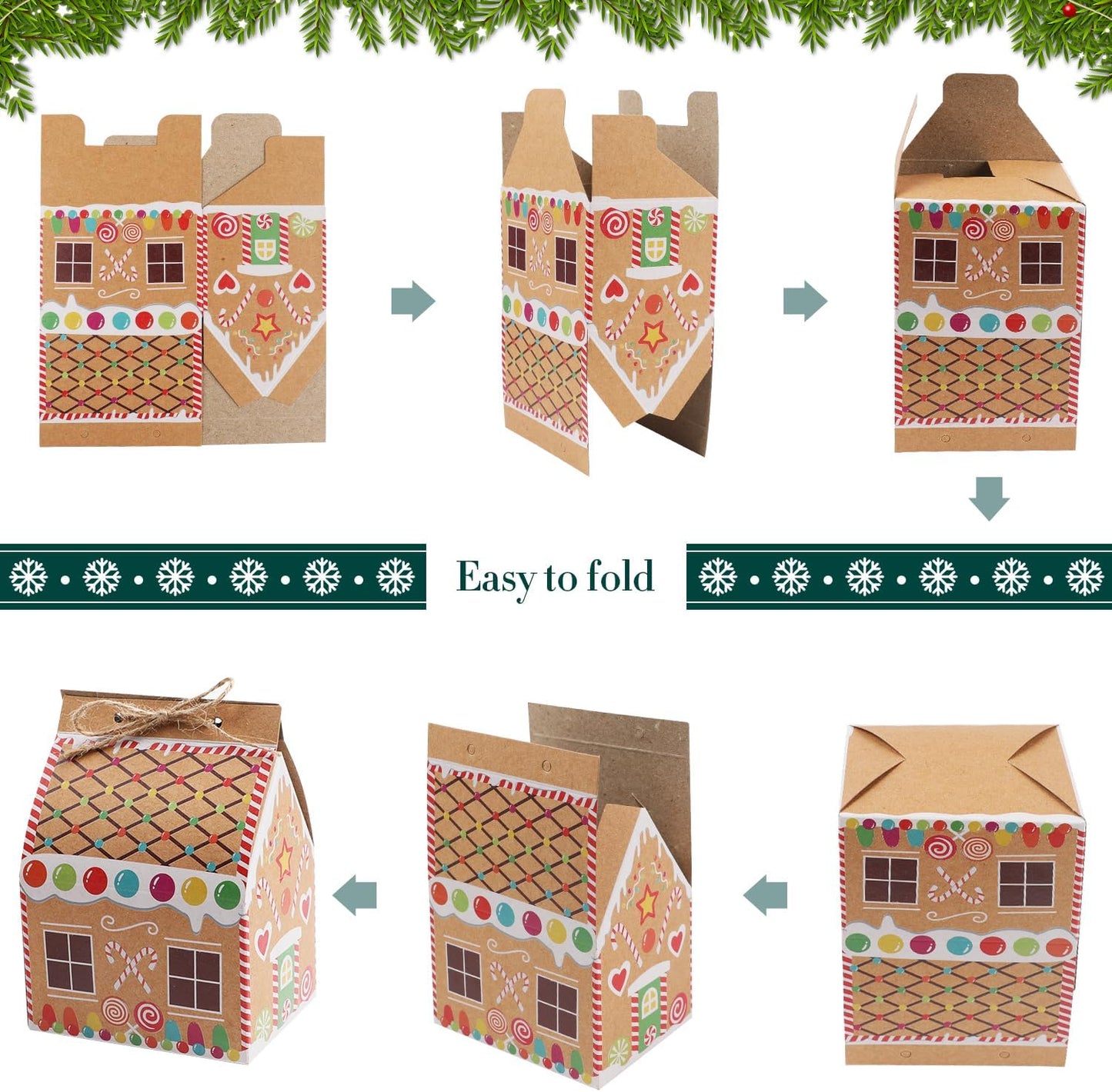 BNIB-SULOLI 24 Pcs Christmas Kraft Paper Gift Boxes, Xmas Candy House Style Goodies Treat Bags,-$5