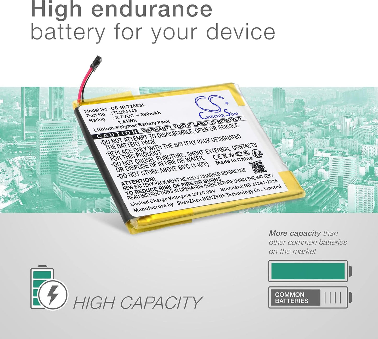 BNIB-Cameron Sino Battery Replacement for Nest Thermostat 2nd Genera,T3007ES, T3008US, T4000ES