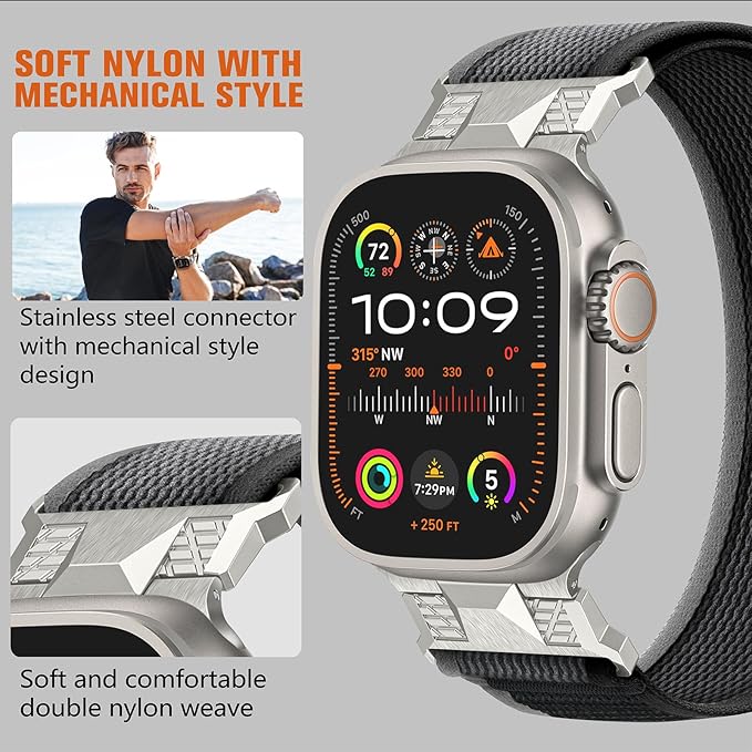 BNIB-Steel Trail Loop Nylon Bands Compatible with Apple Watch Ultra Band 42mm for Men