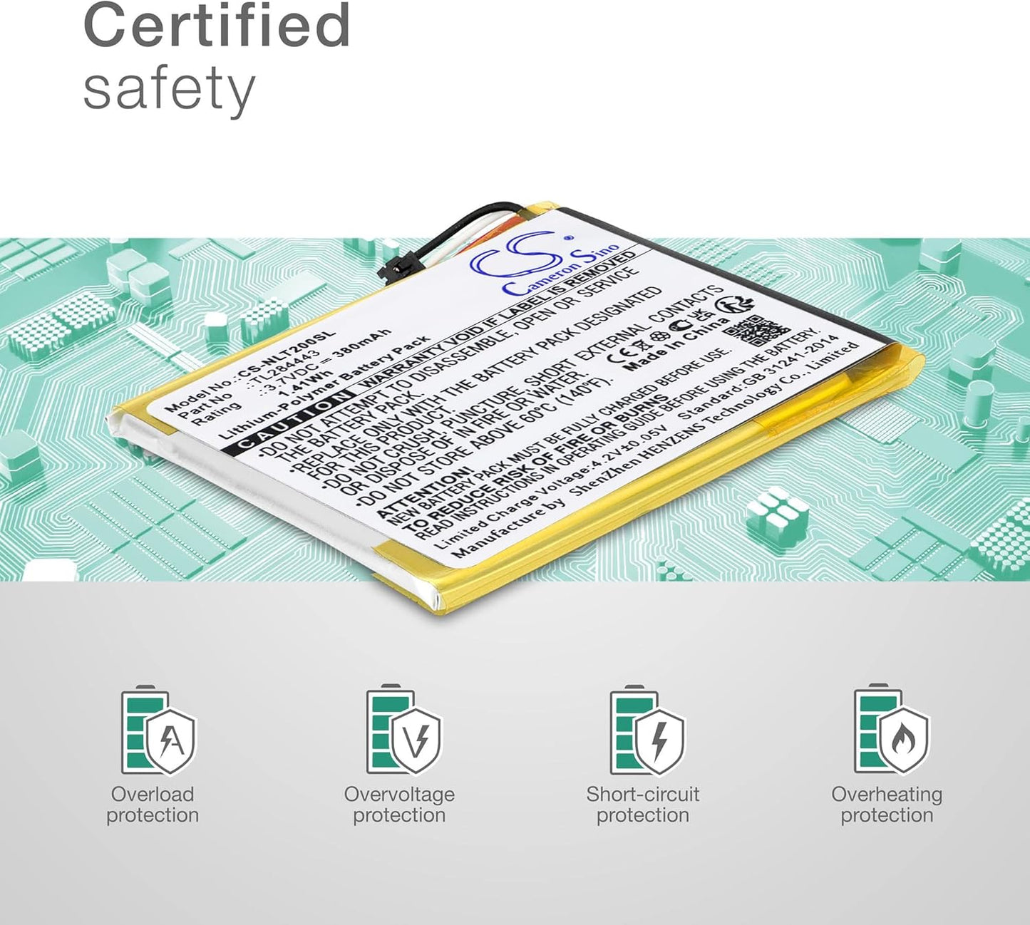 BNIB-Cameron Sino Battery Replacement for Nest Thermostat 2nd Genera,T3007ES, T3008US, T4000ES