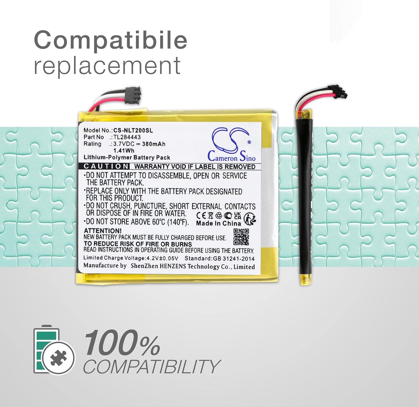 BNIB-Cameron Sino Battery Replacement for Nest Thermostat 2nd Genera,T3007ES, T3008US, T4000ES