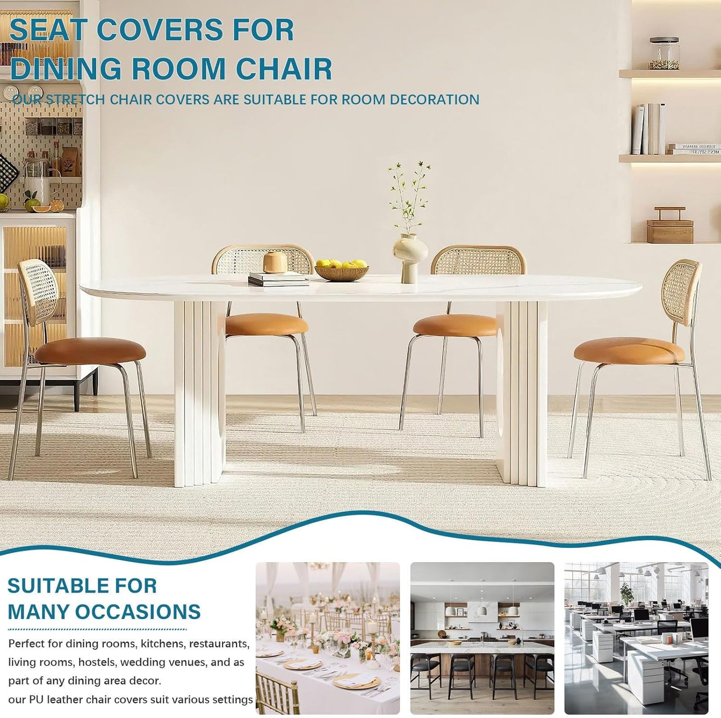 BNIB-PU Leather Seat Covers for Dining Room Chair, 4 Pack Waterproof Dining Room Chair Covers Stretch,-$10