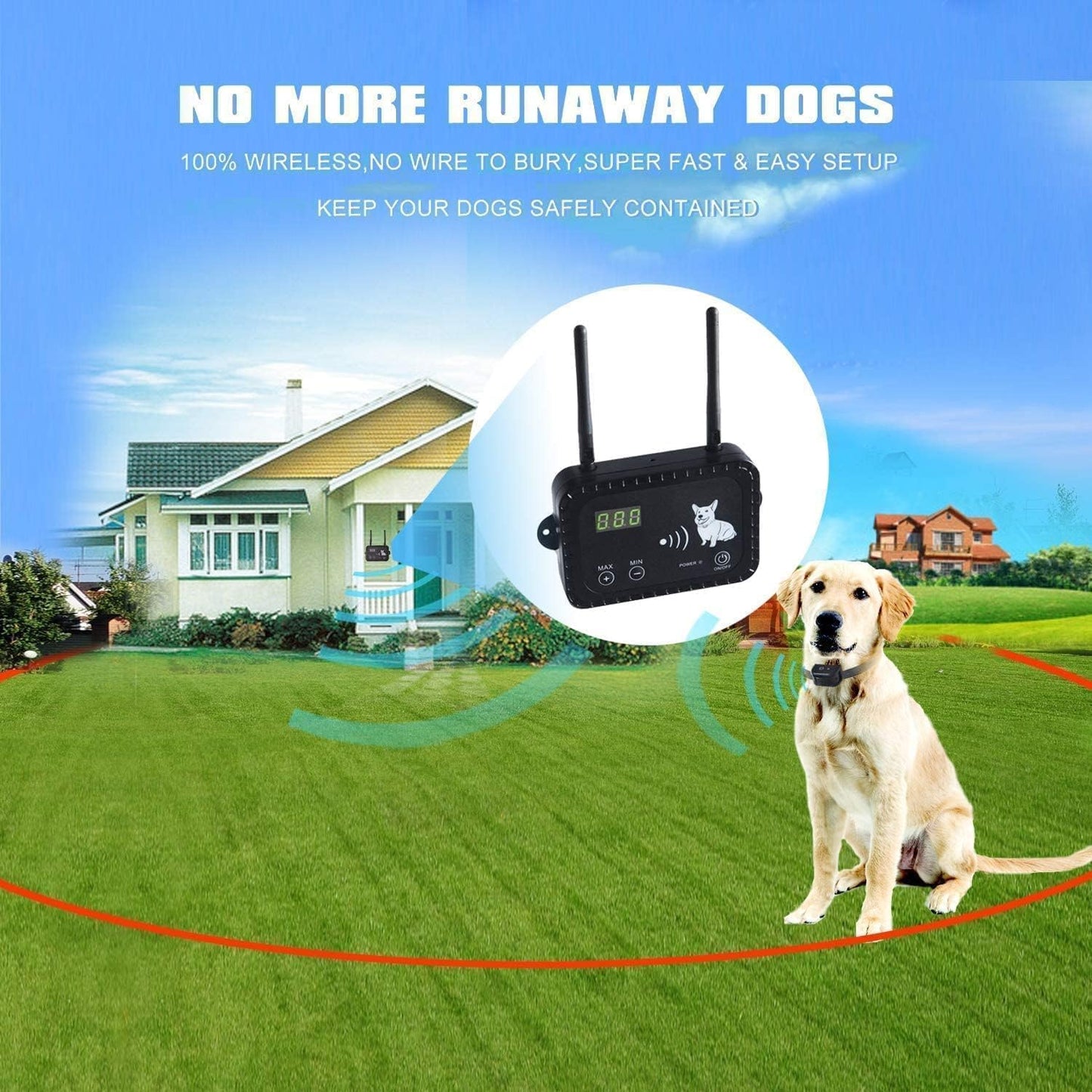 BNIB -Electric Dog Wireless Fence Pet Container System,Safe Harmless,Adjustable Control Range