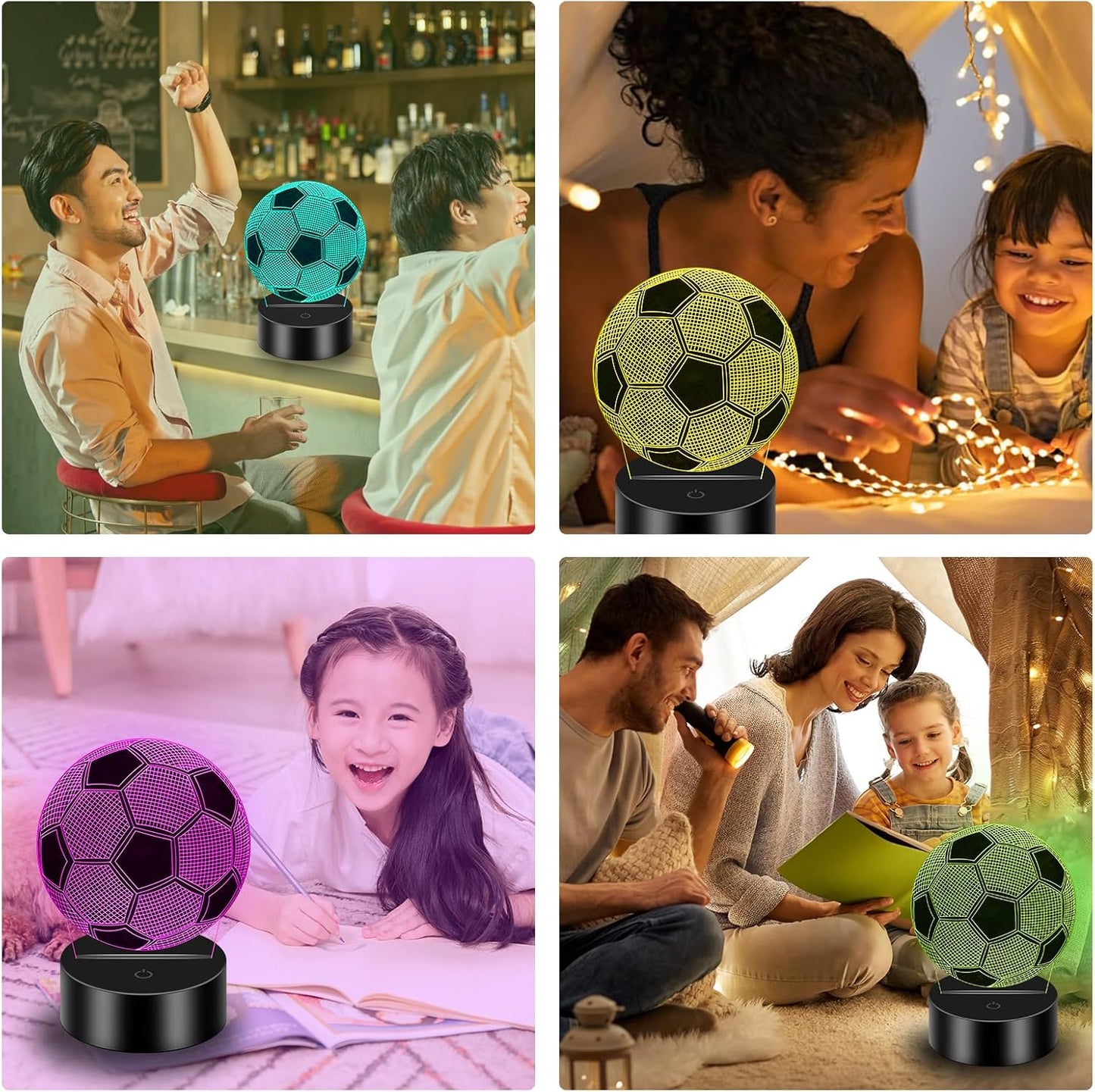 BNIB-Soccer Night Light for Kids, 3D Illusion Lamp with Remote Control with 16 Color Changing
