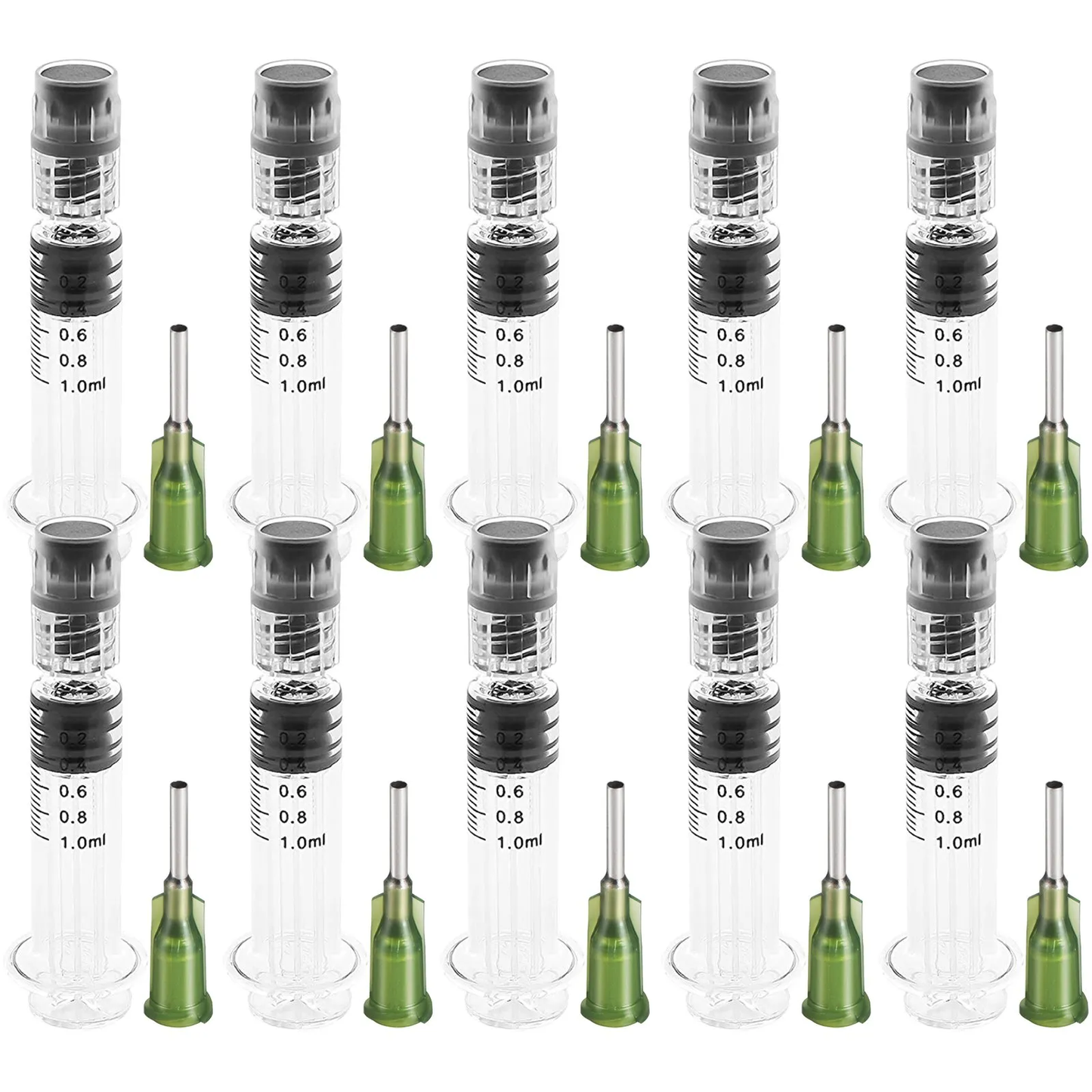 VEVOR 100 PCS Borosilicate Glass Luer Lock Syringe, 1mL, Reusable Glass Syringes,-$50