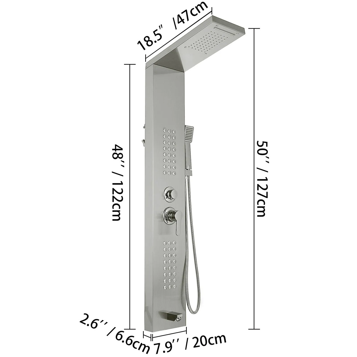 VEVOR Multi-function Shower Panel Tower System With Spout Rainfall Waterfall Massage,-$105