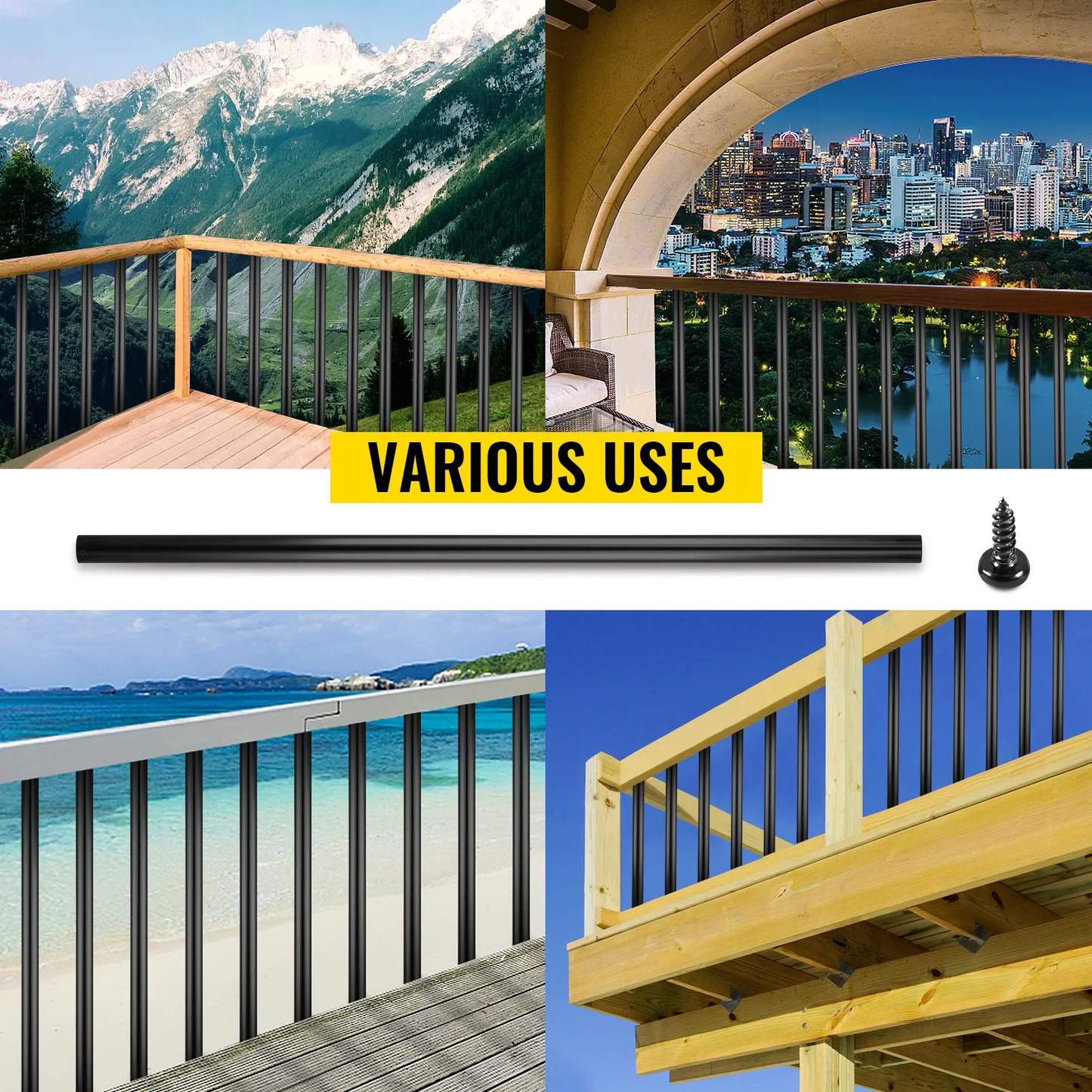 VEVOR Deck Balusters, 101 Pack Metal Deck Spindles, 26"x0.75" Staircase Baluster With Screws,-$100