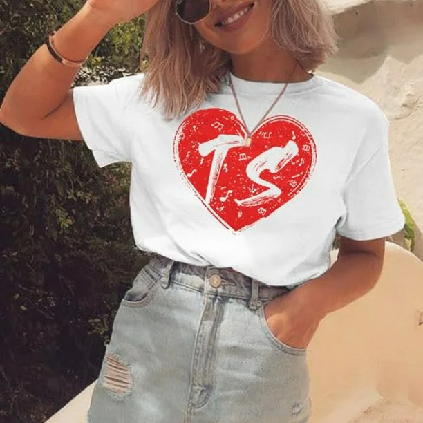 BNIB-Taylor ERAS-Inspired Graphic T-Shirt – Women’s Casual Short Sleeve  (Watermelon Red)Size: L,-$5