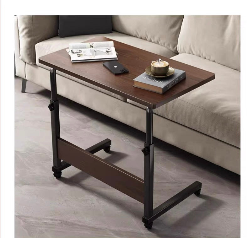 BNIB-Movable Side Table/Laptop Desk for Bed/Sofa, w/Adjustable Height & Lockable Wheels-Black Walnut