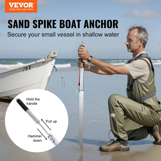 VEVOR Sand Spike Boat Anchor Pole, 36" Galvanized Carbon Steel Slide Anchor Shore Spike,-$35