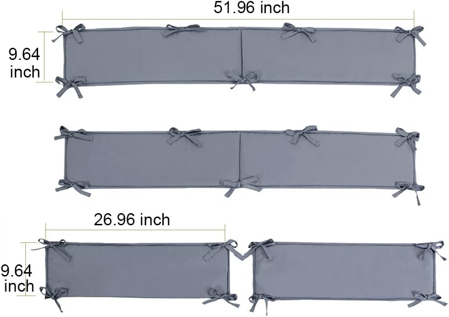BNIB-Ruddiscrad 4-in-1 Crib Liner Padded Bumpers, Crib Side Protector Pad Set for Infants, (Grey)