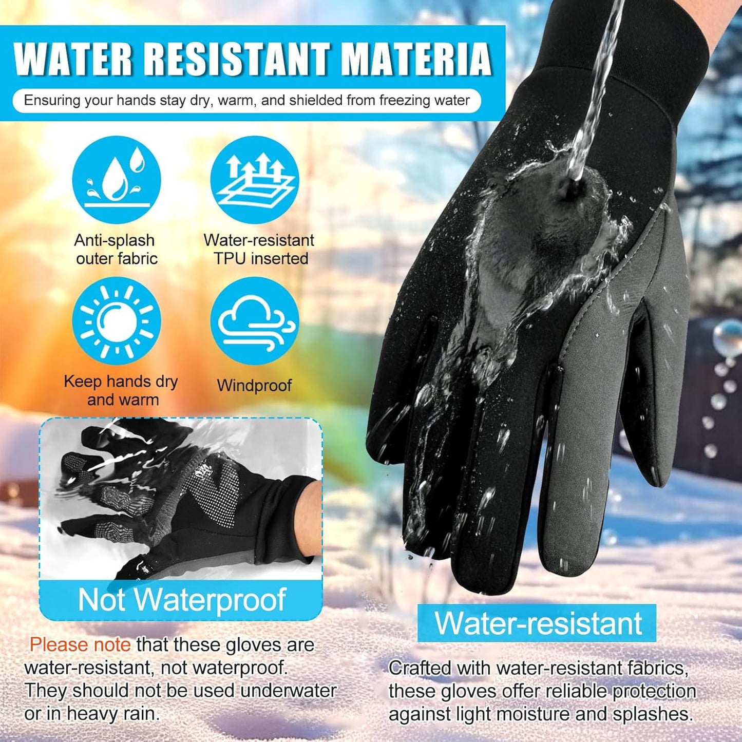 BNIB-Winter Touch Screen Gloves: Thermal Gloves for Men and Women - Thin Warm Waterproof Gloves