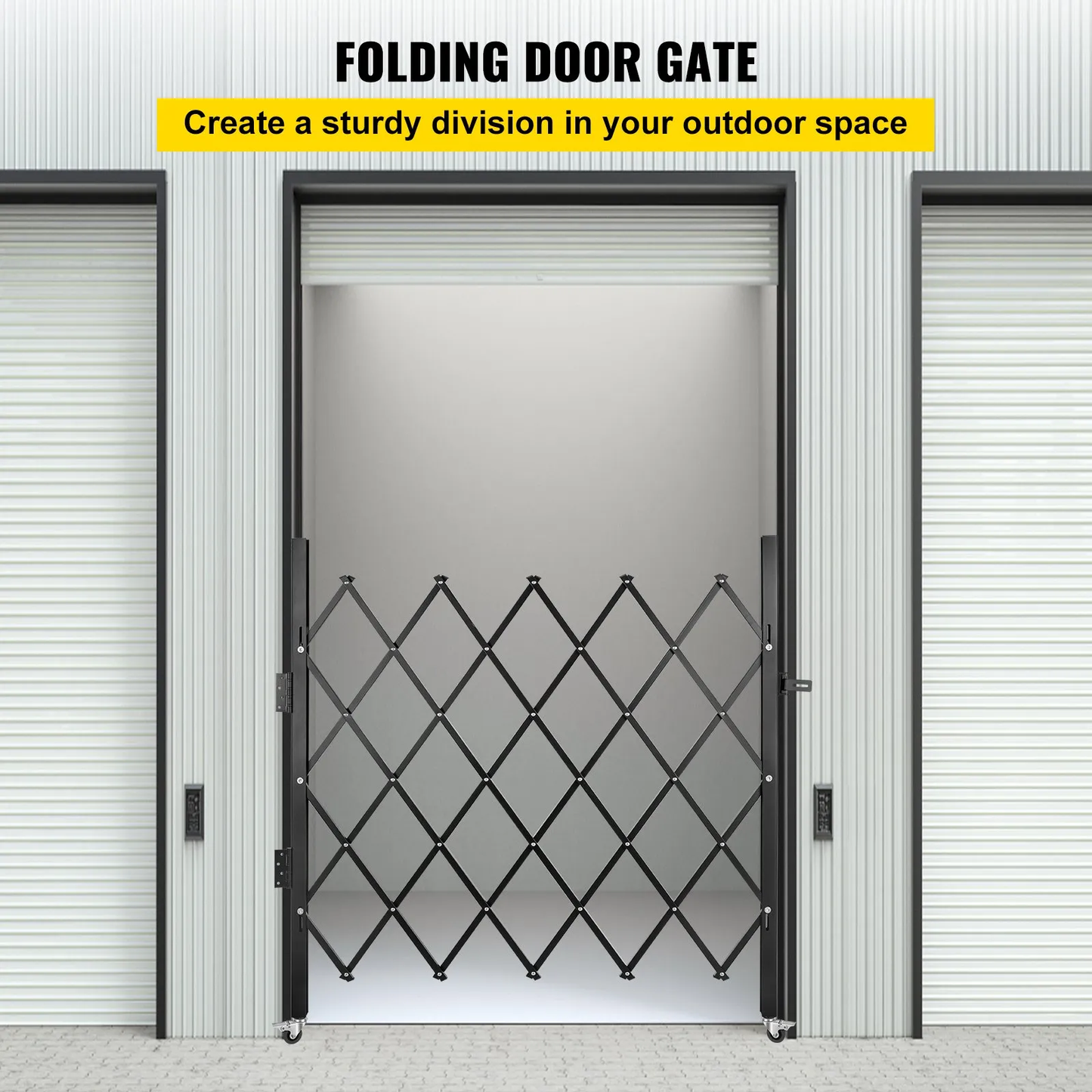 VEVOR Single Folding Security Gate, 48" W x 37" H Folding Door Gate, Steel Accordion Security Gate