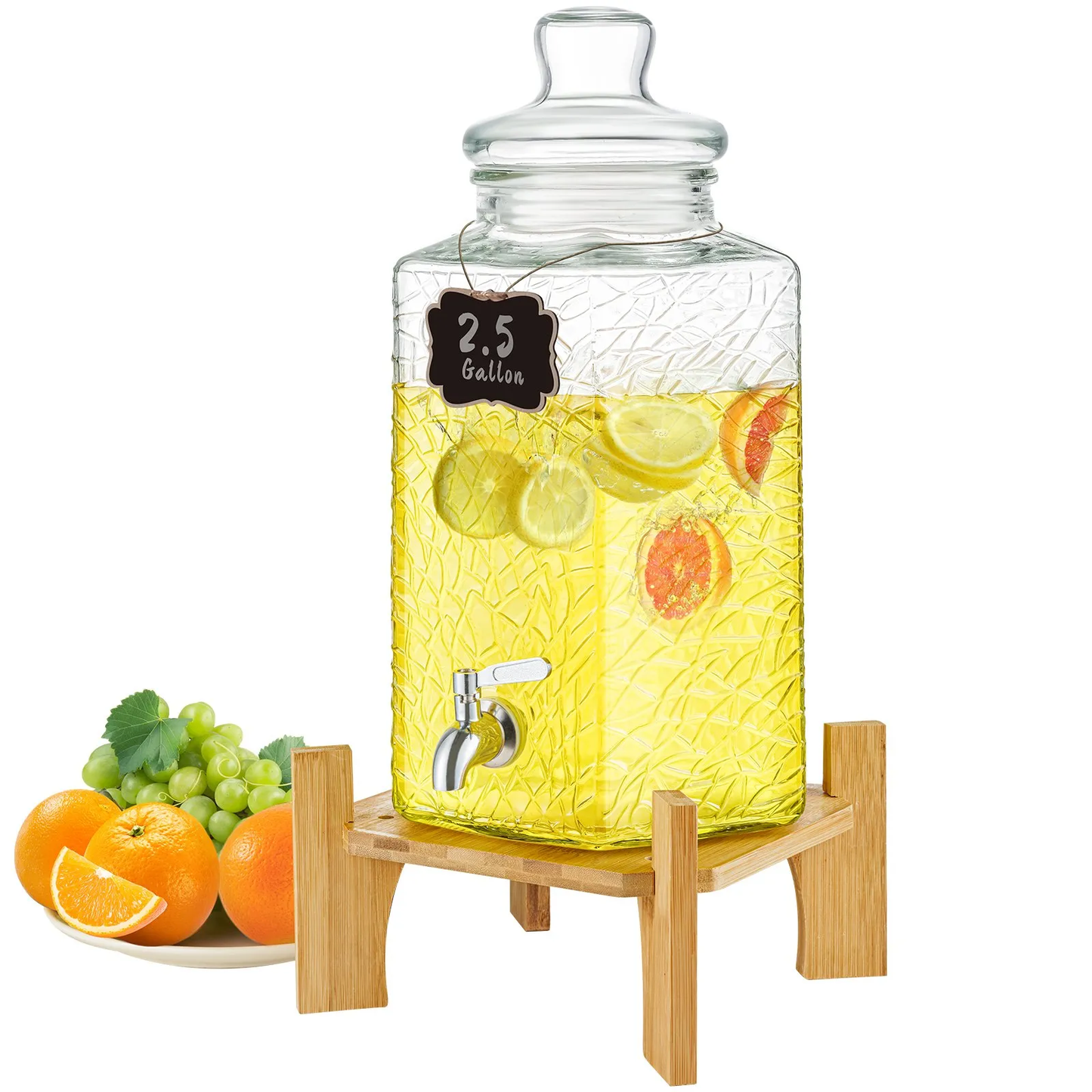 VEVOR Beverage Dispenser, 2.5 Gallon Drink Dispensers for Parties, Glass Juice Dispenser with Stand,-$40
