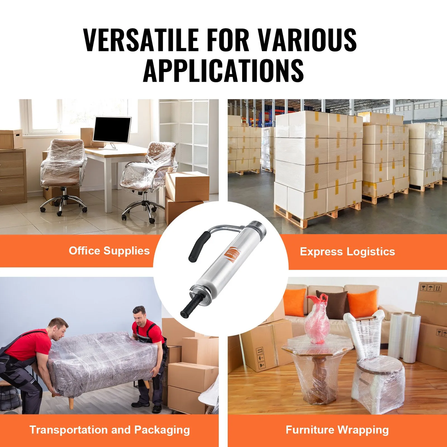 VEVOR Stretch Film Dispenser, Holds 12"-20" Rolls, Industrial Strength Shrink Wrap Dispenser Holder (1 Pack),-$30