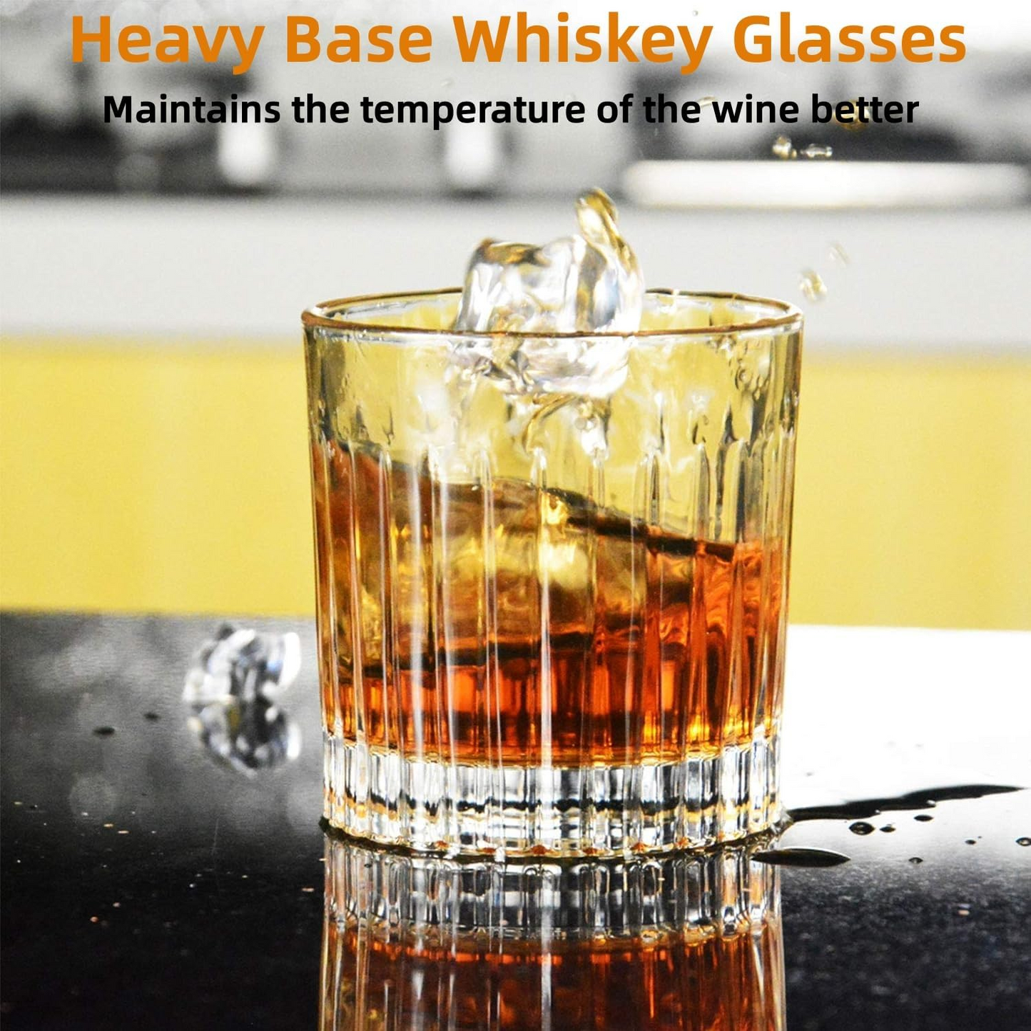 Brand New-Scotch Glass Tumblers for Drinking Bourbon, Large 8oz Lead-Free Crystal (250ml/Set of 4