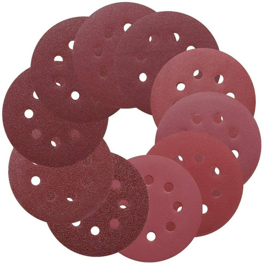 Brand New 100pcs Hook and Loop Sandpaper for Random Orbital Sander, 5-inch 8-Hole Discs