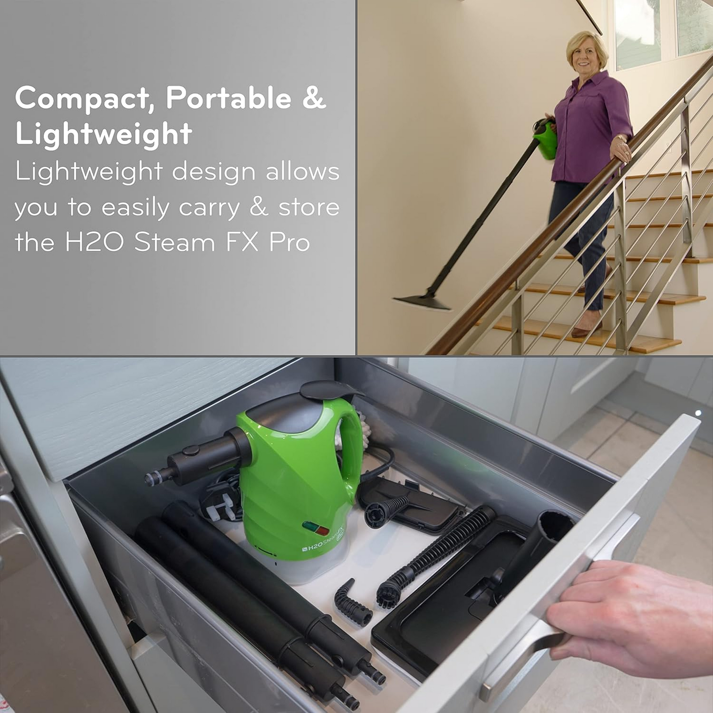 BNIB-H2O FX Pro-5 in1 Handheld Cleaner & Mop-Multi Purpose, All-in-One, 1300w for Carpets,(Kelly Green)