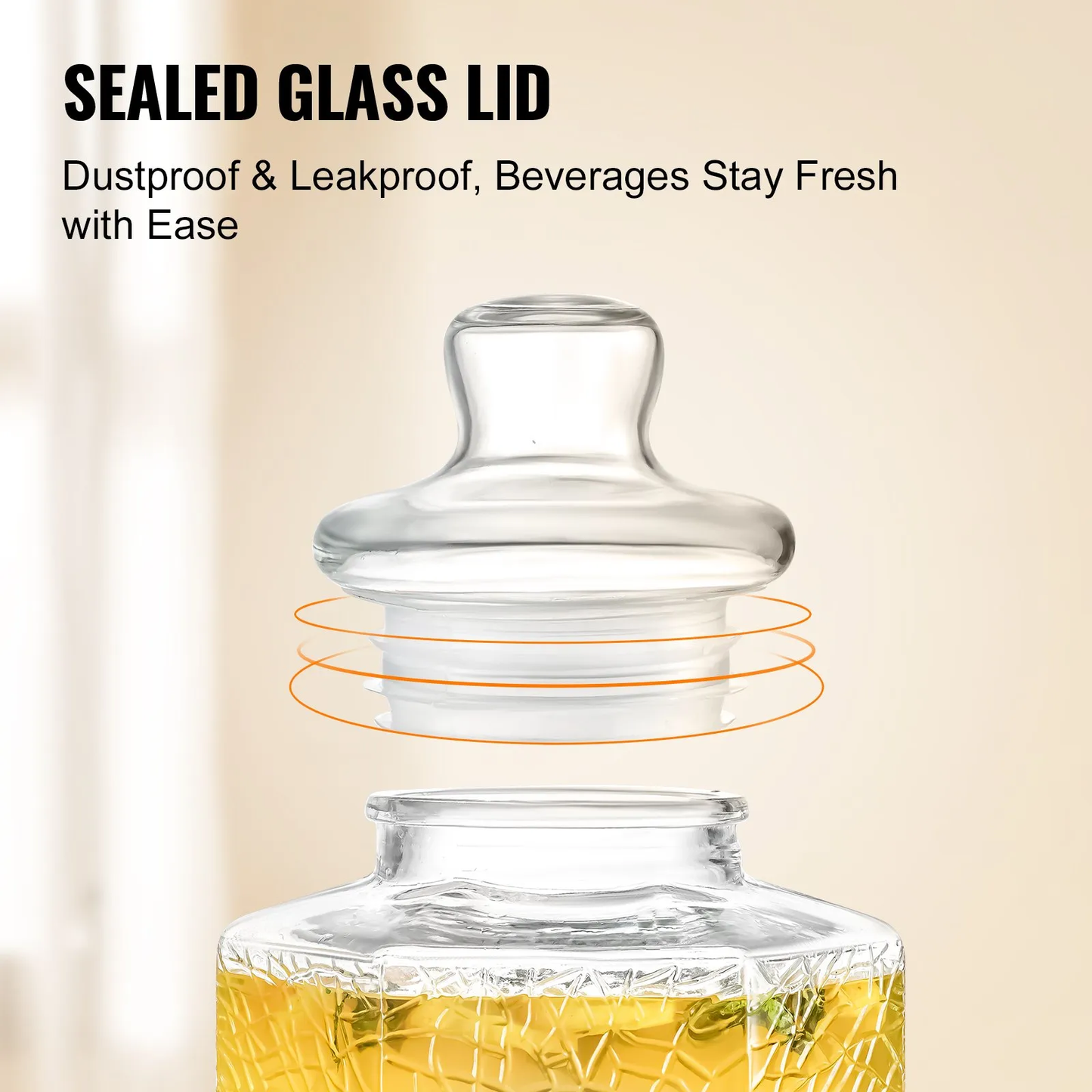 VEVOR Beverage Dispenser, 2.5 Gallon Drink Dispensers for Parties, Glass Juice Dispenser with Stand,-$40