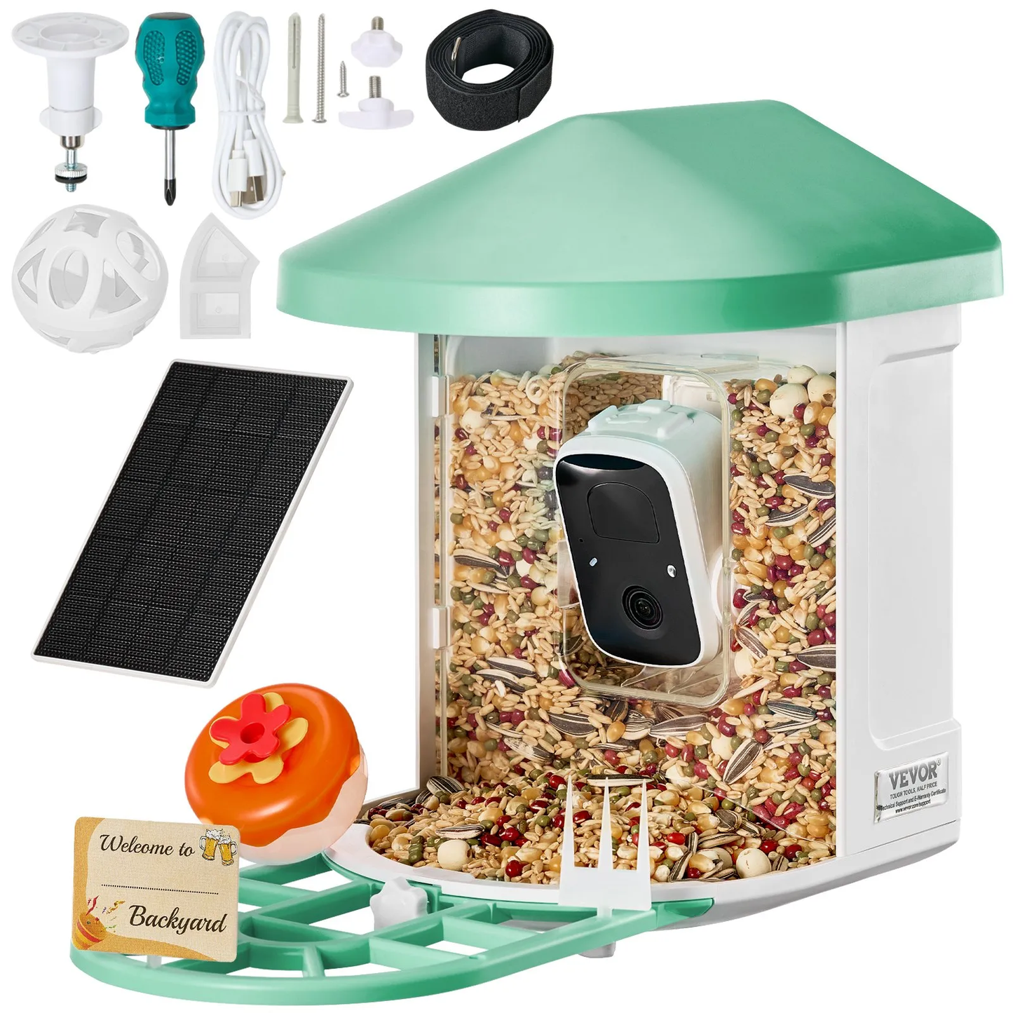 VEVOR Smart Bird Feeder with Camera 2K HD AI Identify Bird Species Auto Capture,-$70