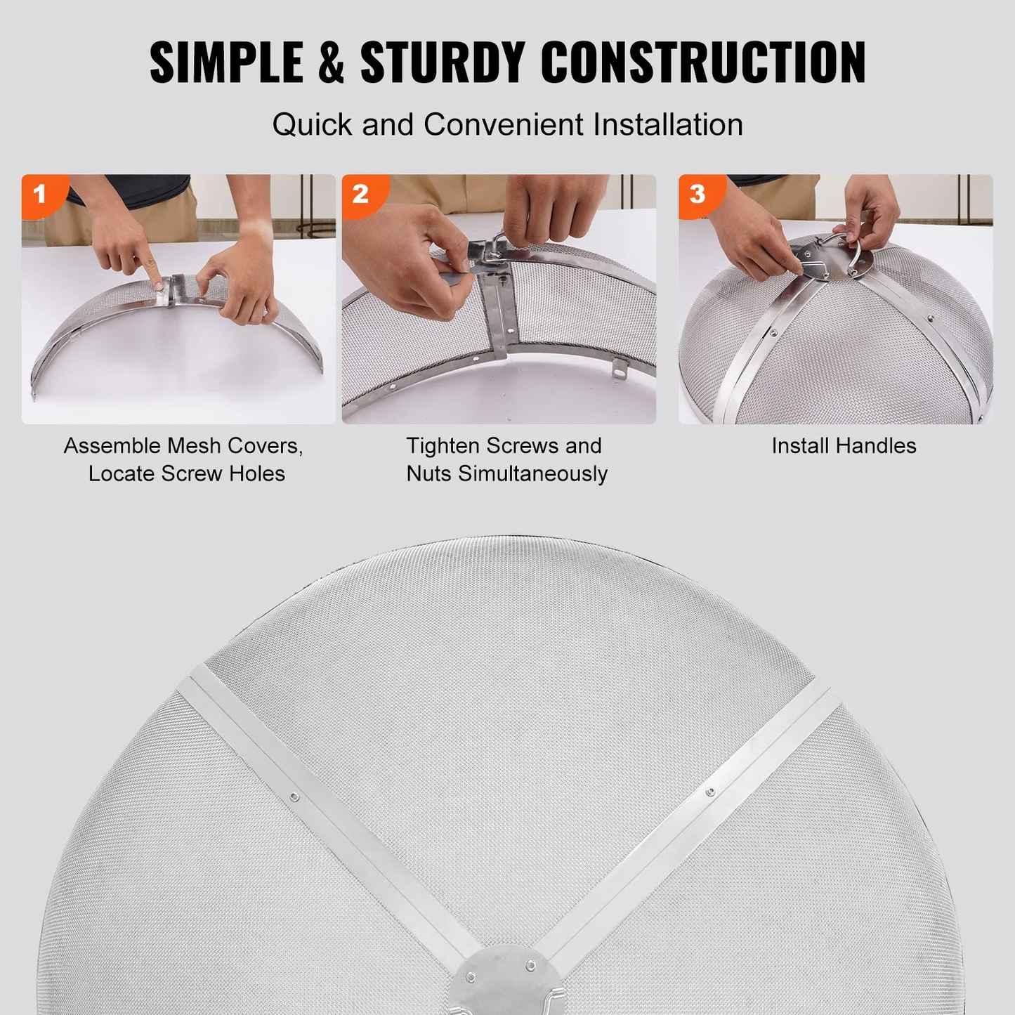 VEVOR Fire Pit Spark Screen Round 40", Reinforced Heavy Duty Steel Metal Cover, Outdoor Firepit Lid,-$80