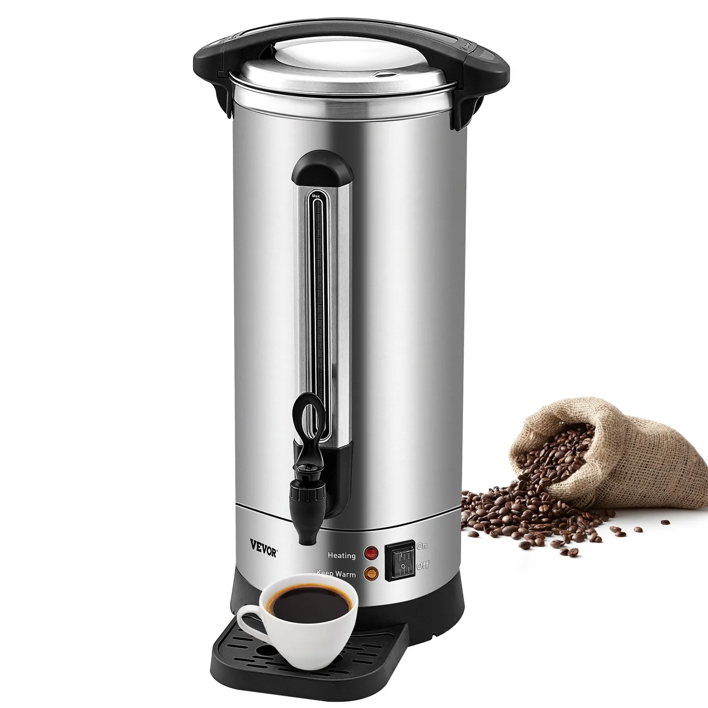 VEVOR Commercial Coffee Urn, 110 Cups Stainless Steel Large Coffee Dispenser, 1500W 110V Electric Coffee,-$100