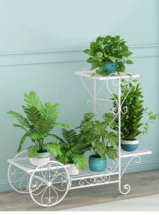 BNIB-Flower Display Stand, Modern Decorative Display, Plant Stand for Outdoor, for Multiple Pots, (White)