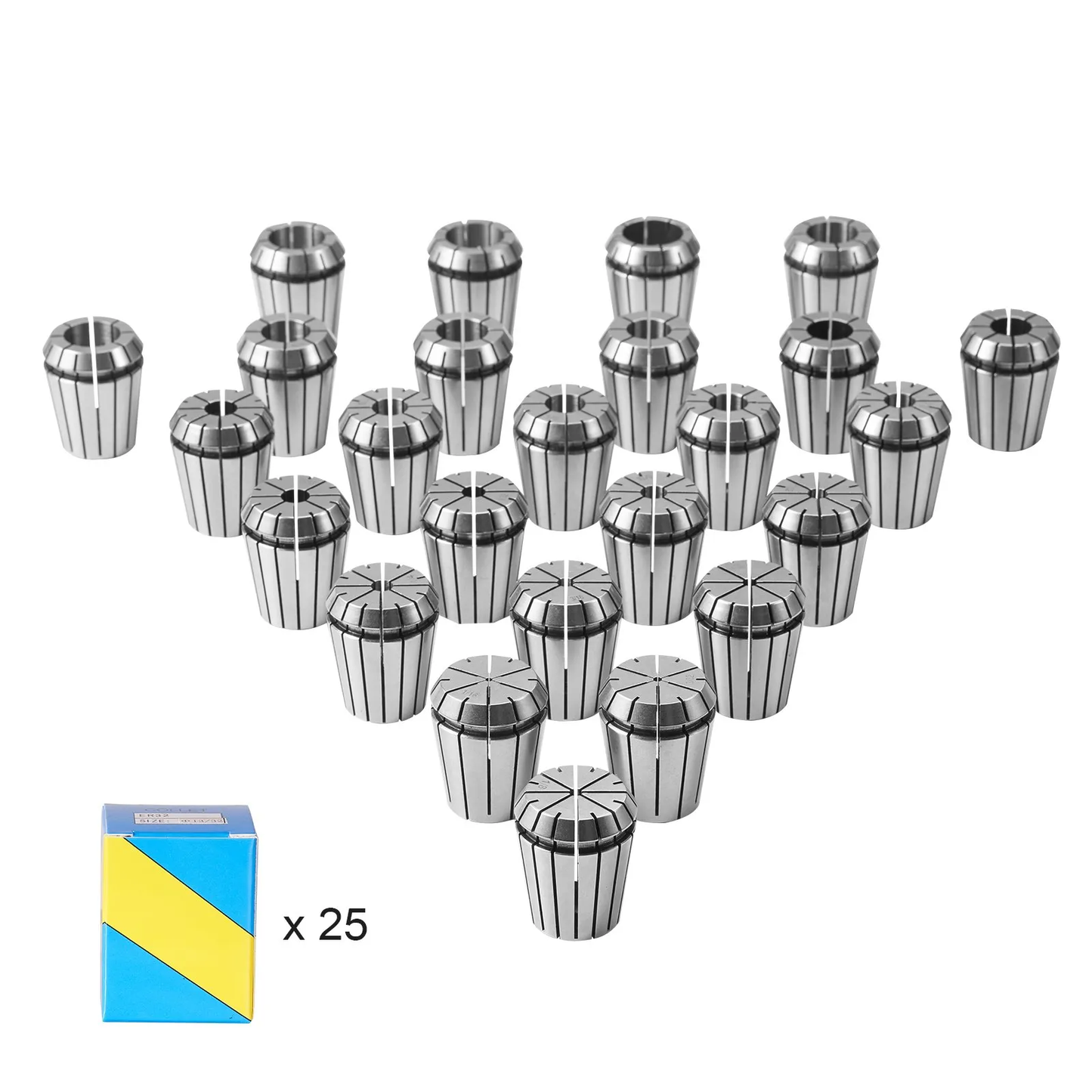 VEVOR 25 pcs ER32 Collet Set, 1/16''-13/16'', ER32 Spring Collet Chuck Set, 0.0006"/15μm TIR Lathe Chuck