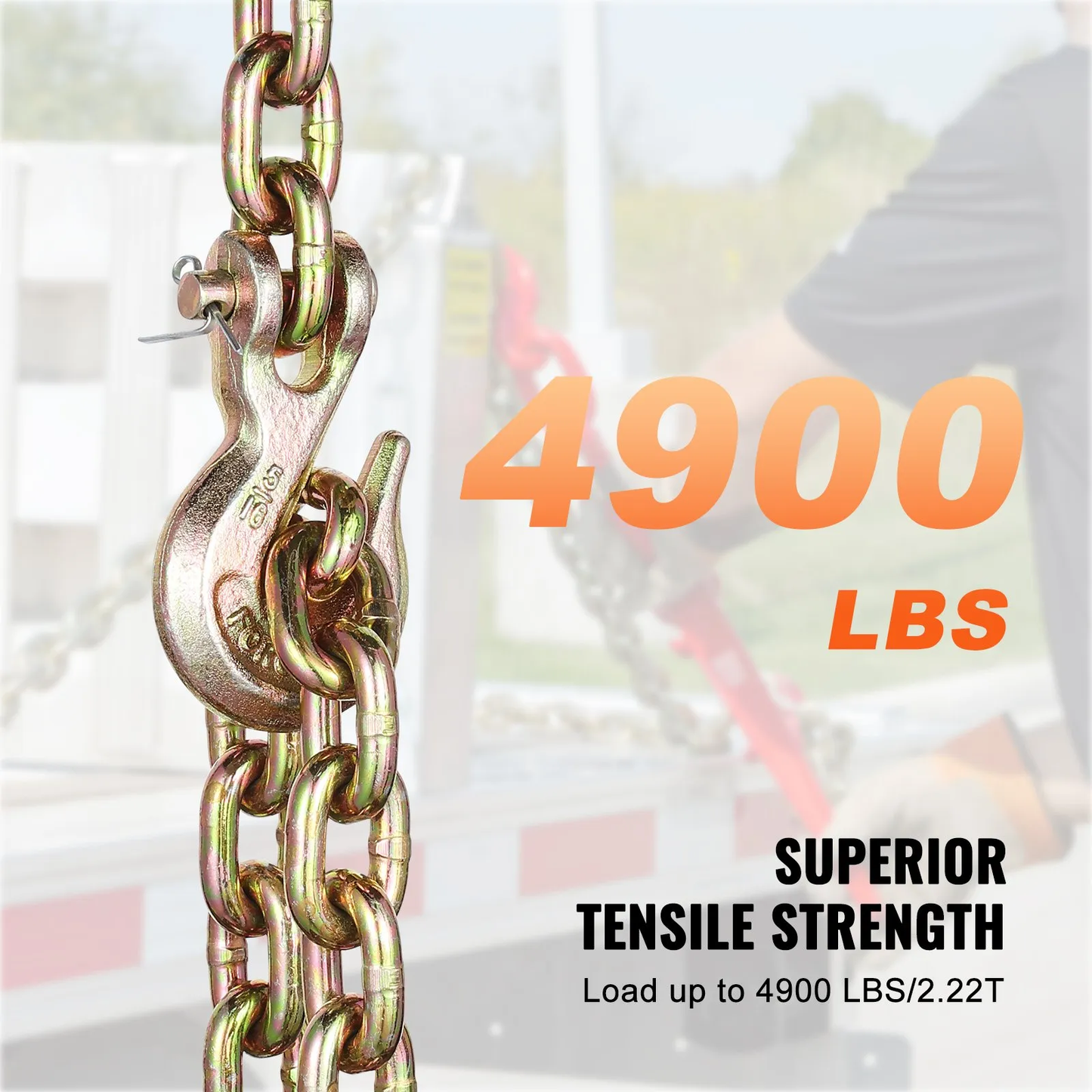 VEVOR G80 Transport Binder Chain, 5/16" x 10.3' 2-Pack Tow Chain with Clevis Grab Hooks,-$40