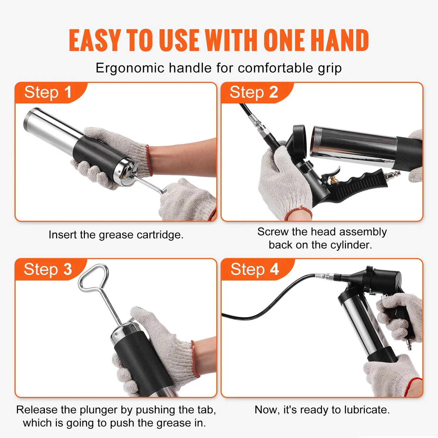VEVOR Air Operated Grease Gun, 6000PSI, 14 OZ/400 CC Capacity Heavy Duty Pneumatic Grease Gun