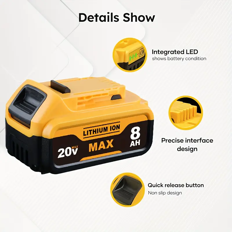 BNIB-High-Capacity 8.0Ah Replacement Battery – Compatible with 20V Max Tools,-$35