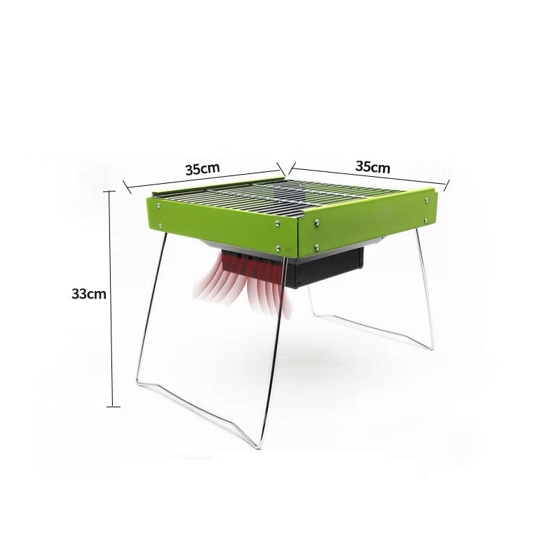 Brand New Portable Grill, Outdoor Home Grill, Camping Folding Carbon Grill, (green)