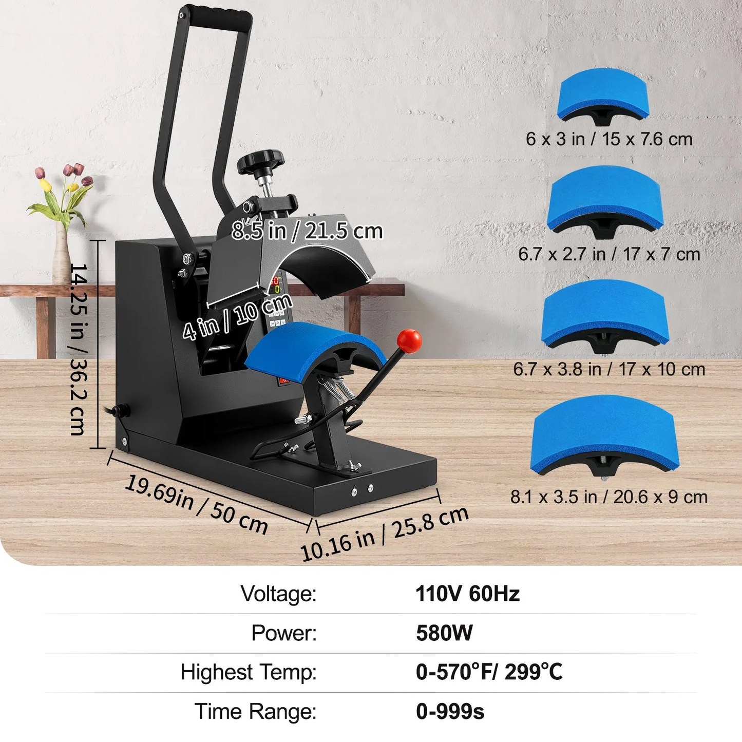 VEVOR Hat Heat Press, 4-in-1 Cap Heat Press Machine, 6 x 3in Clamshell Sublimation Transfer,-$120