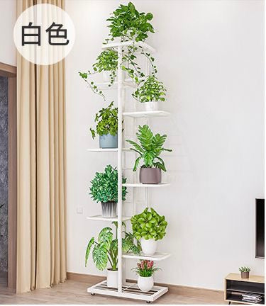 BNIB- Wrought iron shelving, plant shelving, flower stand, 8 layers can hold 9 plates of small plants, white