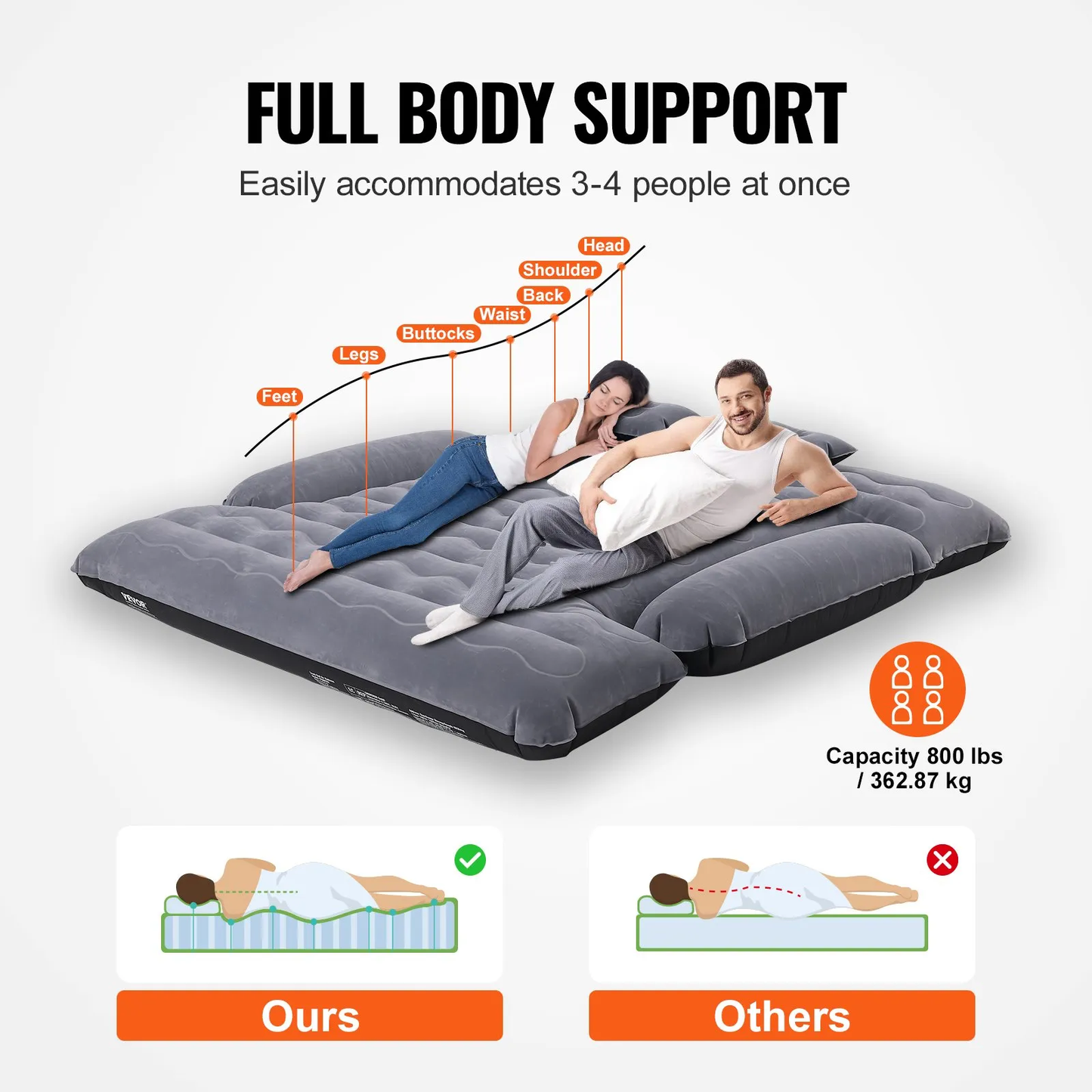 VEVOR Truck Bed Air Mattress, for 6-6.5 ft Full Size Truck Beds, Inflatable Air Mattress Camping Bed,-$80