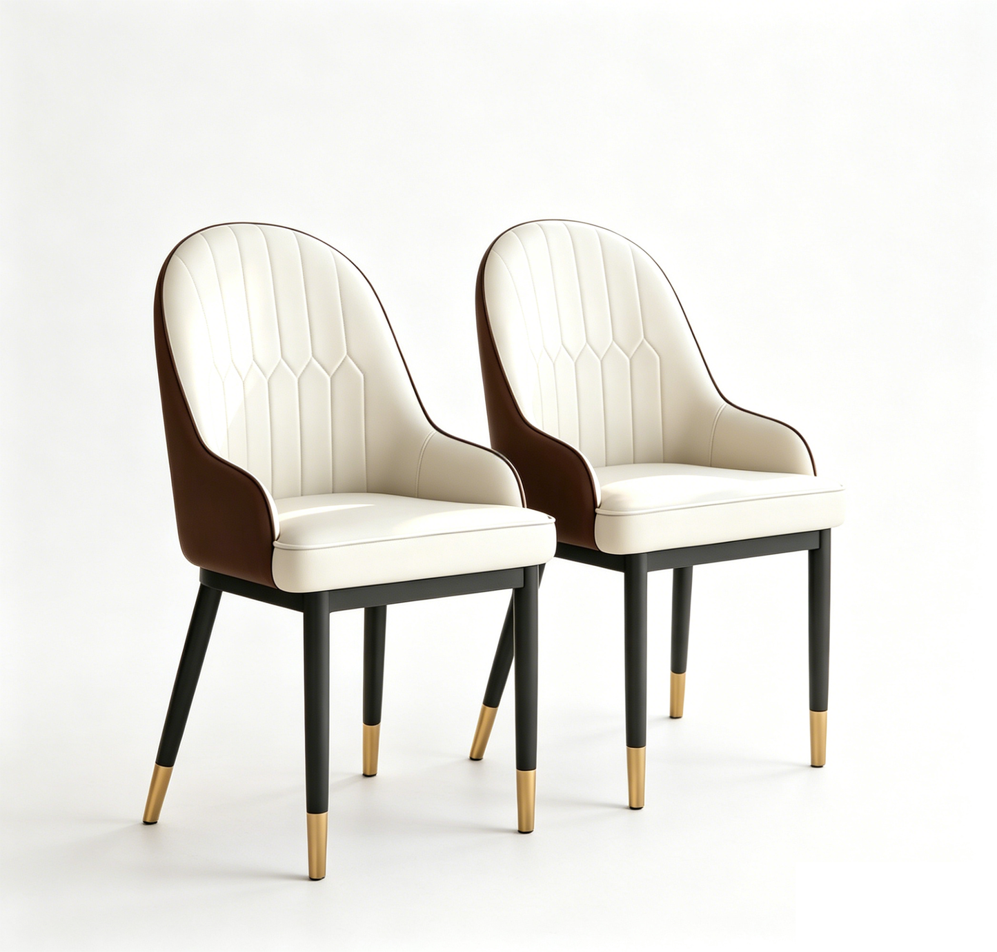 Brand New Assembled Dining Chairs, PU Leather Upholstered w/Metal Legs, Set of 2 (Light Grey&Brown) ,-$170pair