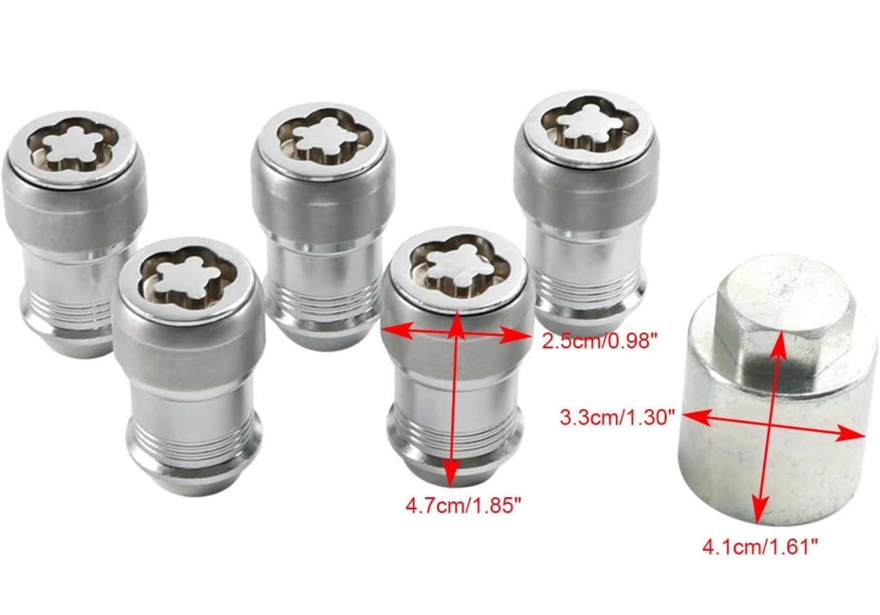 BNIB Anti-Theft Wheel Locks Locking Lug Nuts Set Fits for Jeep Wrangler JL 2018-2023 Gladiator Set of 5,