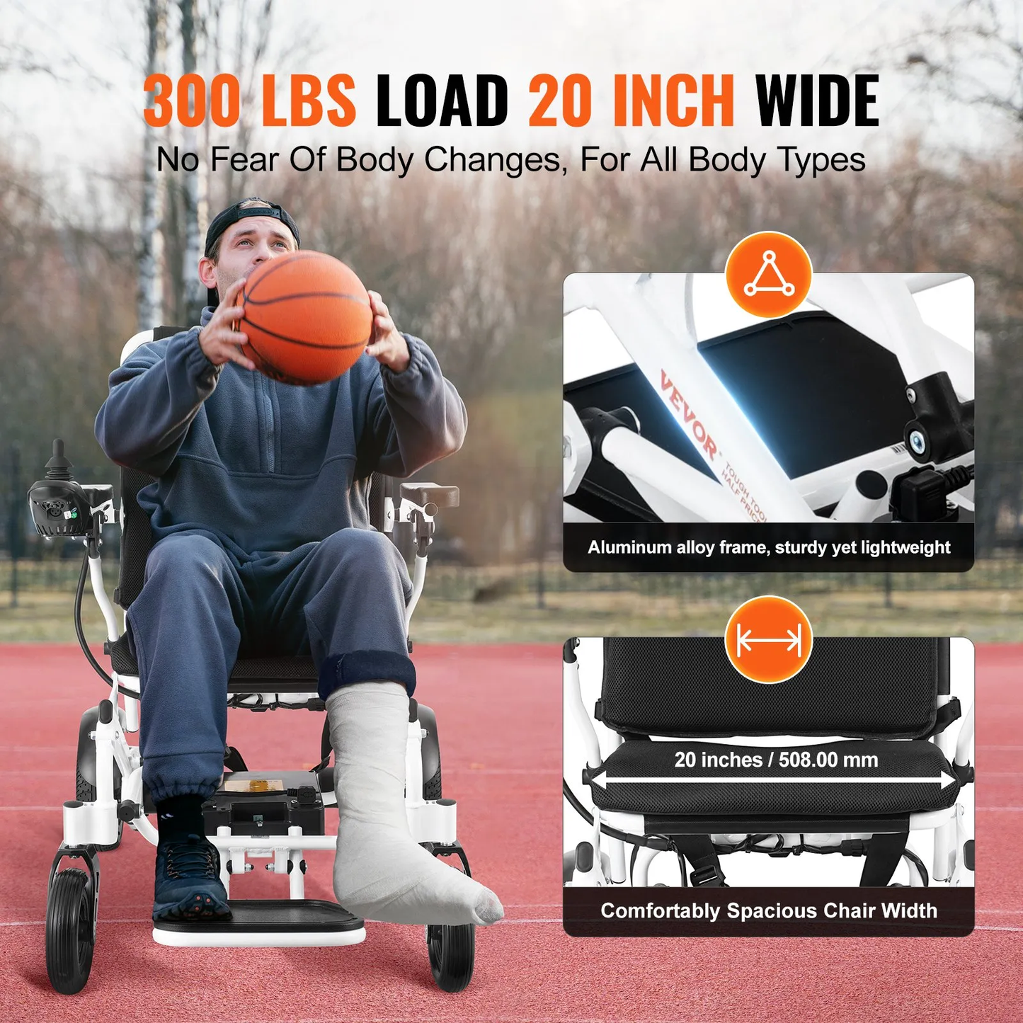 VEVOR Electric Wheelchair, 300 lbs Weight Capacity, 20 in Width Lightweight Foldable Motorized,-$860