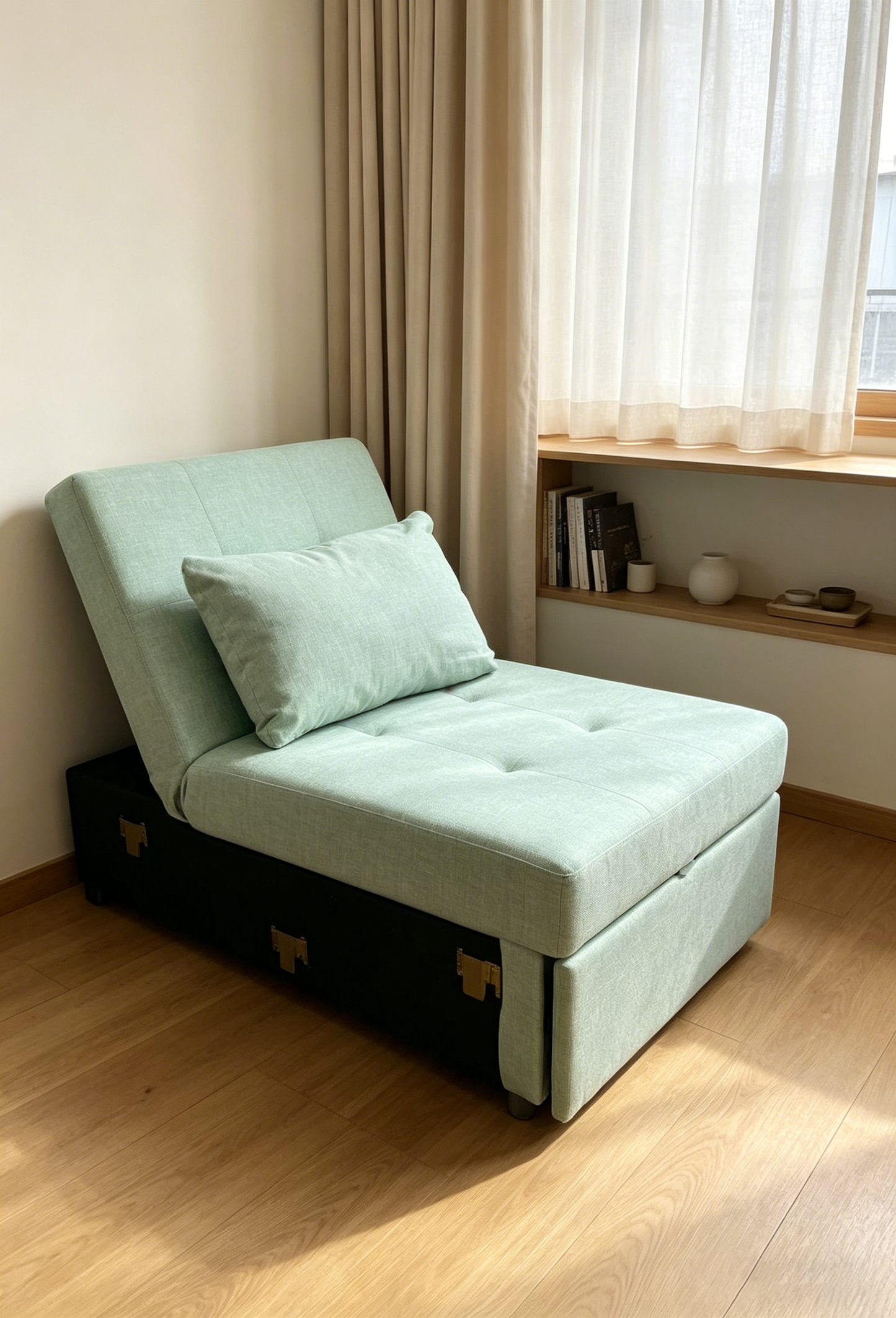 Brand New Assemble POVISON Chair Bed Sleeper, 3-in-1 Convertible Sofa Chair W/ Adj(Light Green),-$500/pair
