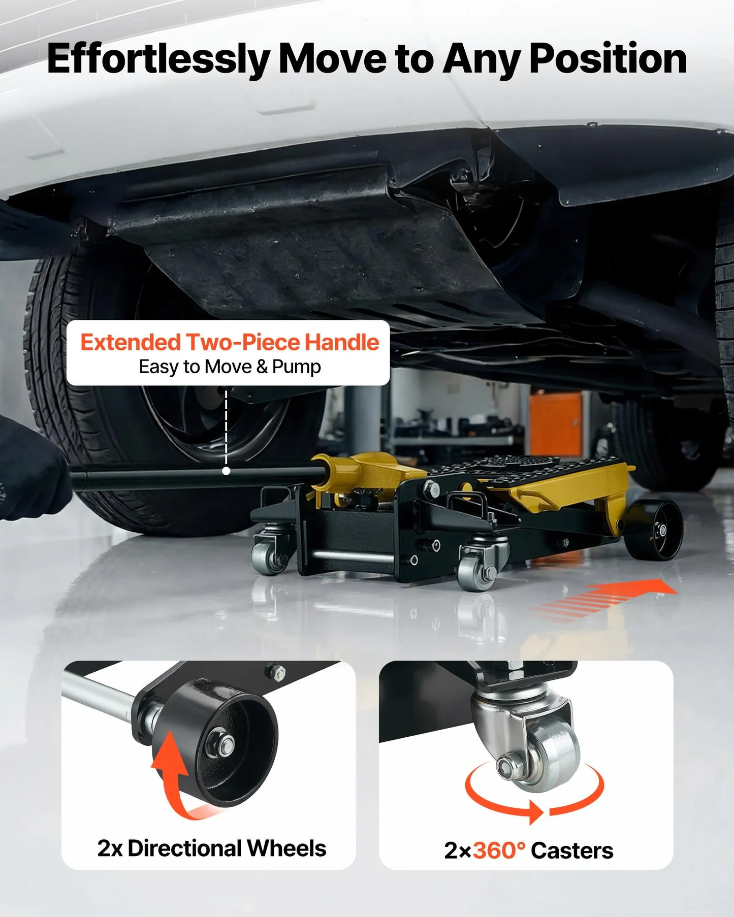 VEVOR Low Profile Floor Jack, 2 Ton (4409 lbs) Capacity, Steel Racing Floor Jack with Single Piston,-$165